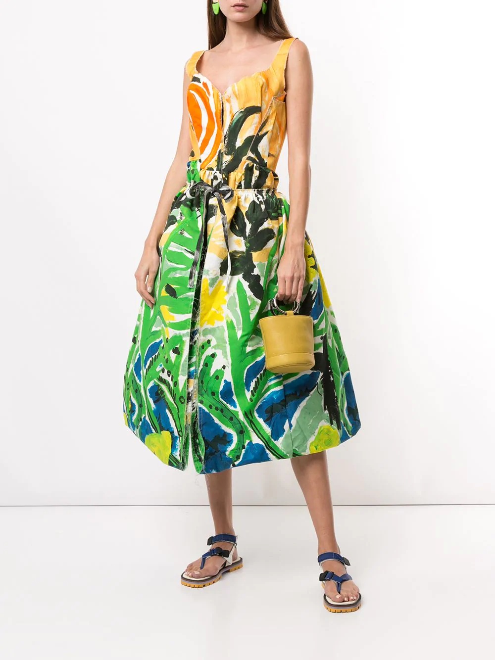 tropical print midi dress - 2