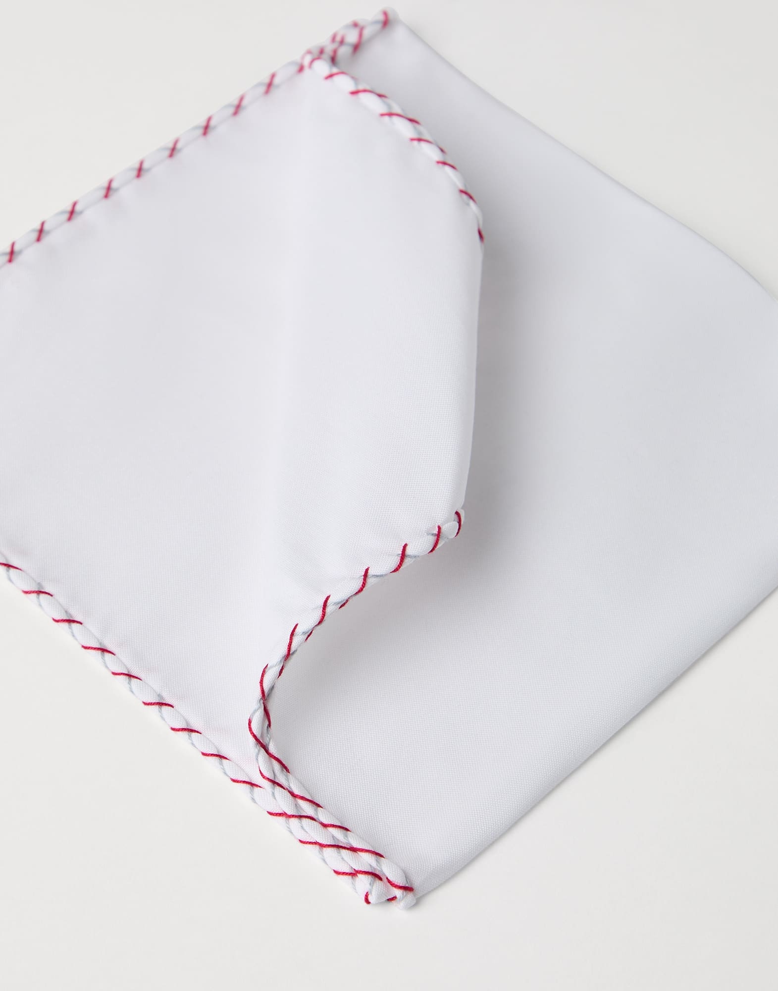 Cotton pocket square with embroidered edge - 2