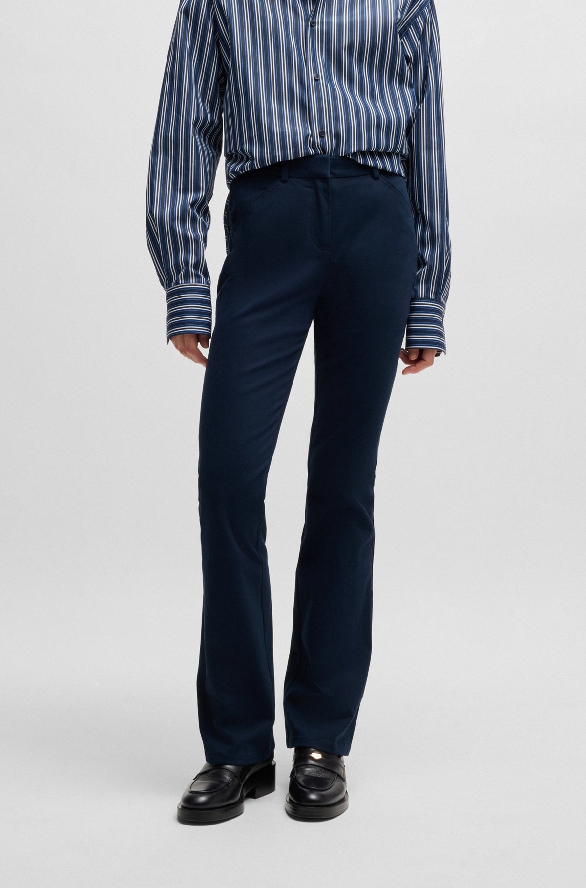FLARED TROUSERS IN BRUSHED STRETCH COTTON - 2