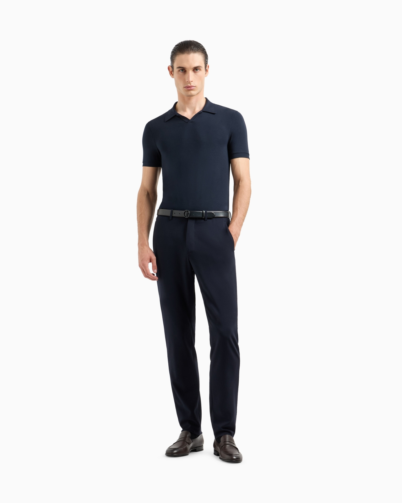 Stretch viscose jersey short-sleeved polo shirt - 2