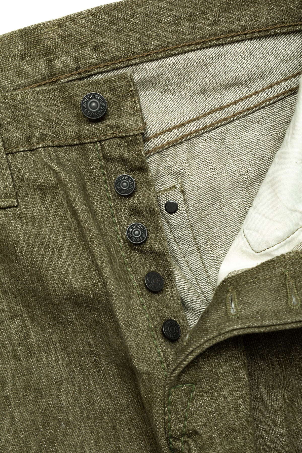 OL-14oz-019 14oz Olive Selvedge Denim Relax Tapered - 11
