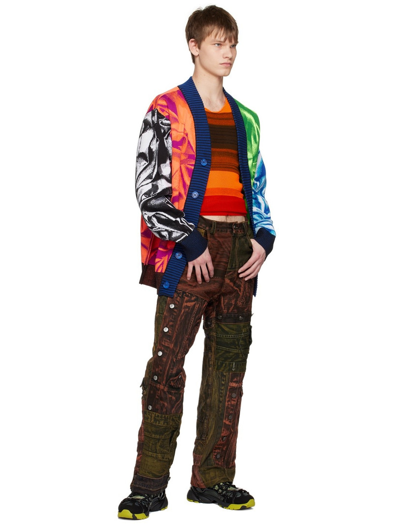 AGR Orange & Green Paneled Jeans outlook