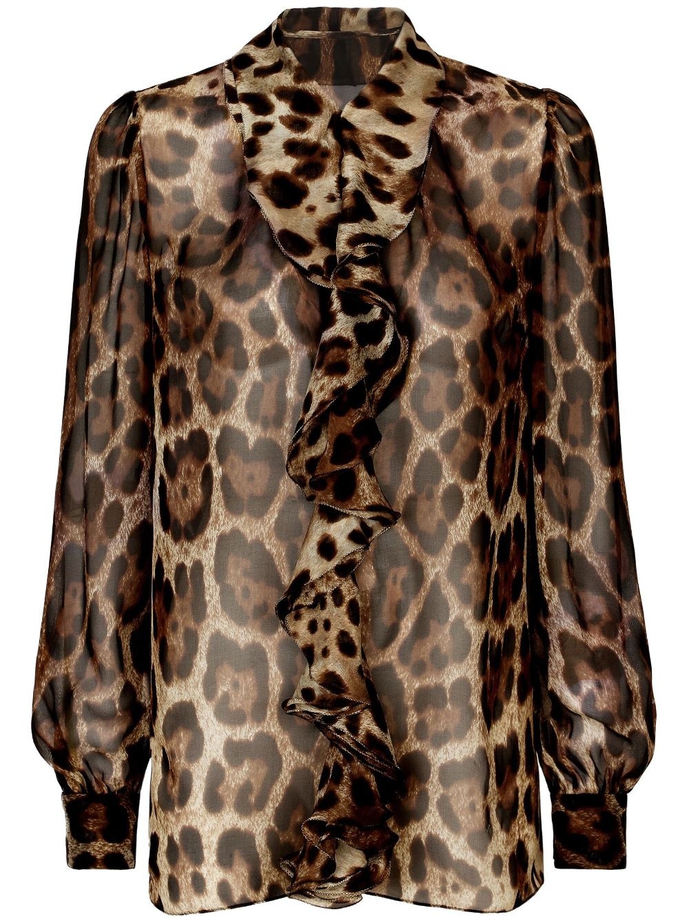 leopard-print silk blouse - 1