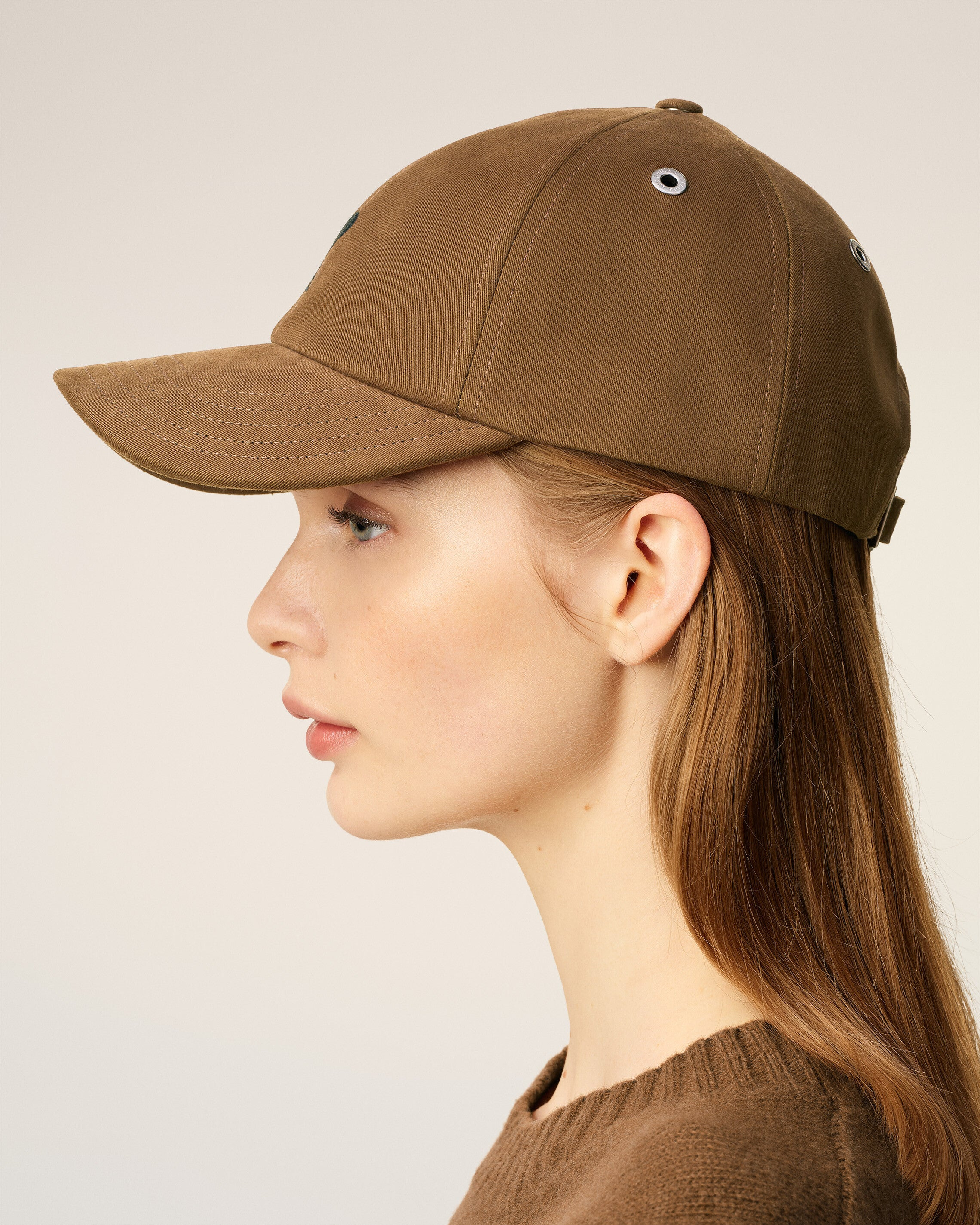 BROWN COTTON AMI DE COEUR EMBROIDERY CAP - 5