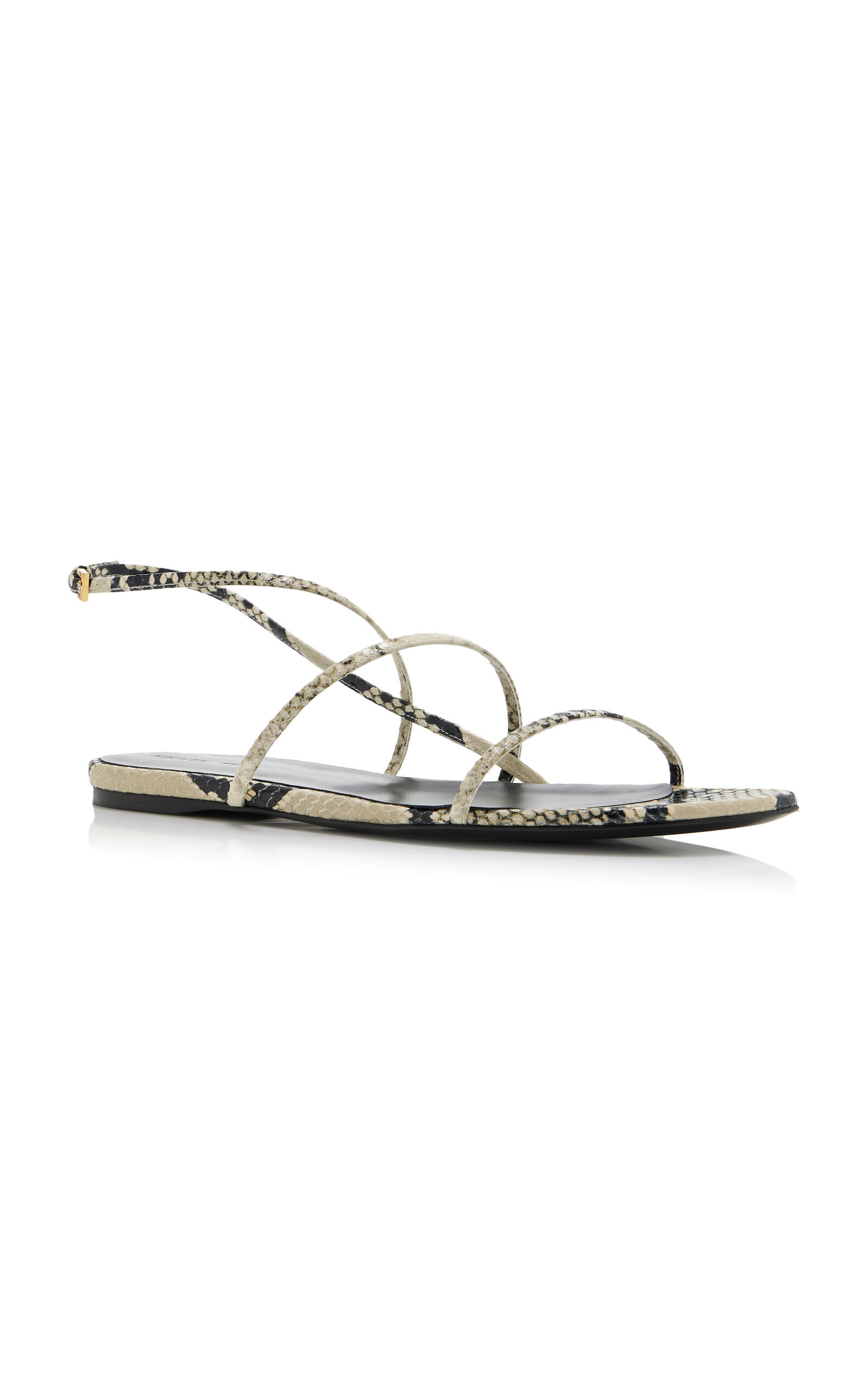 Loop Python-Effect Leather Flat Sandals python - 4