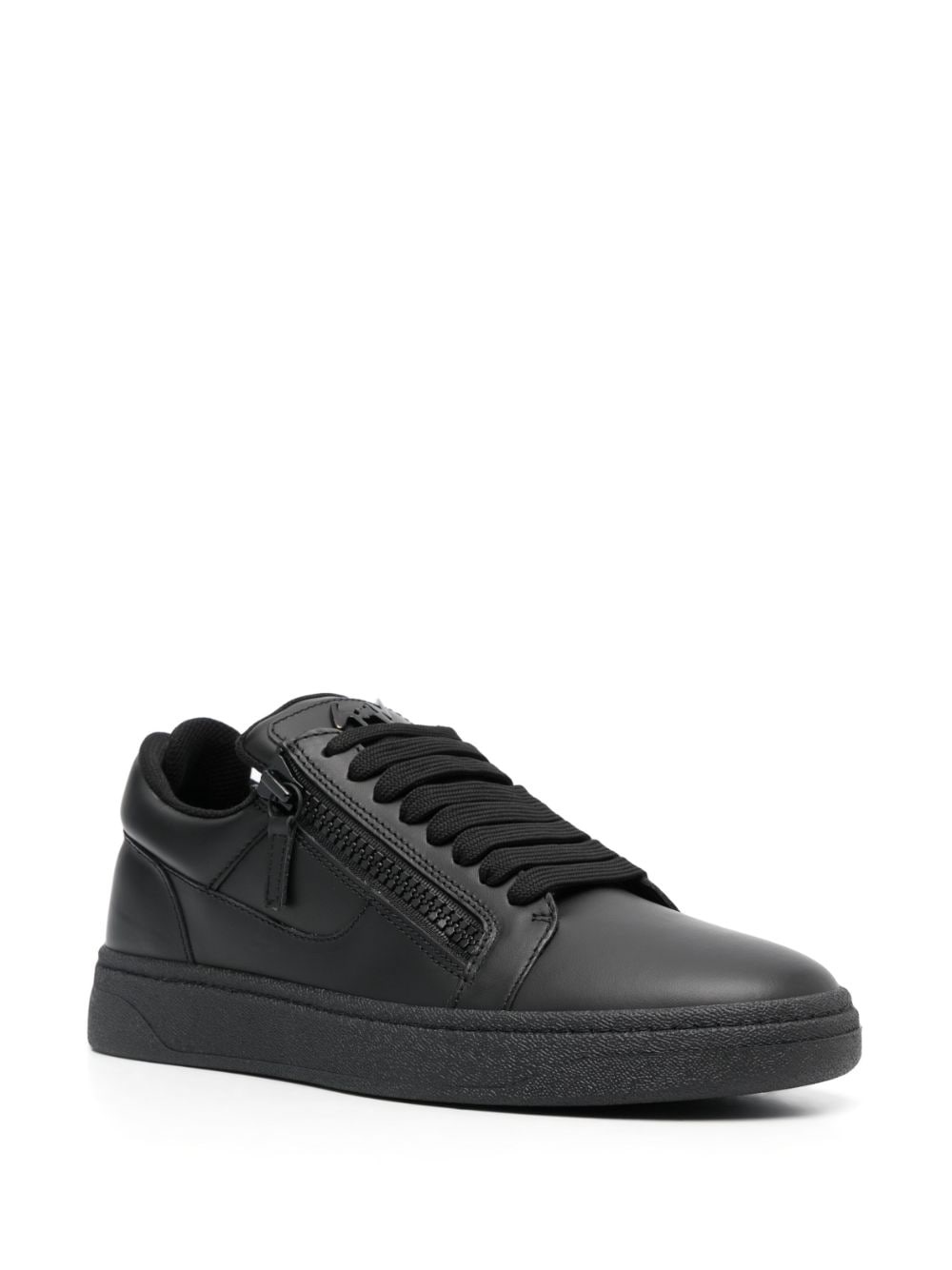 side-zip leather low-top sneakers - 2