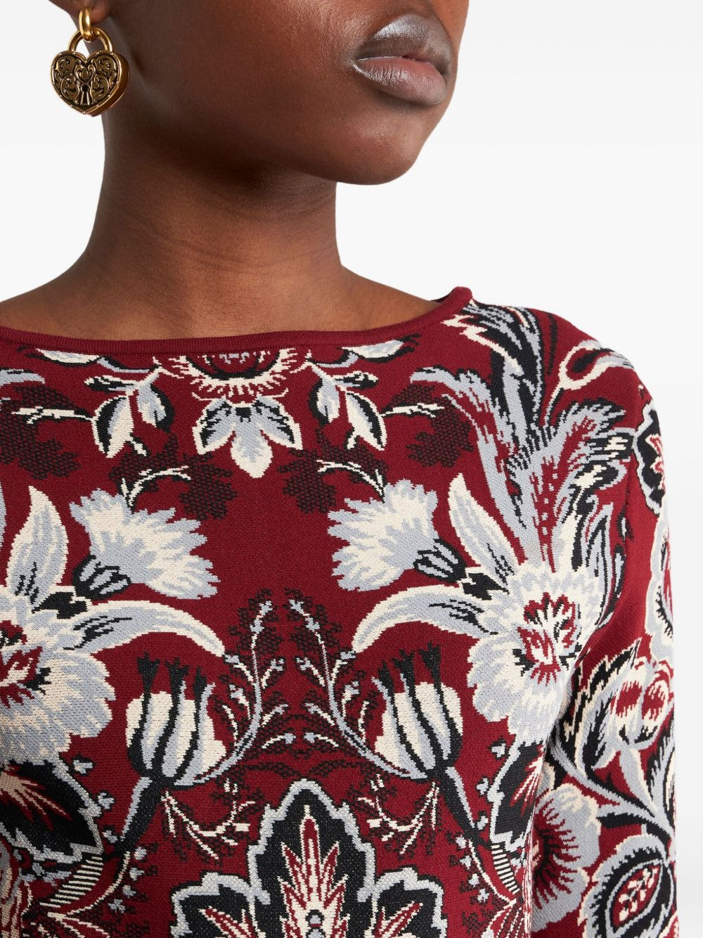 jacquard floral midi dress - 4