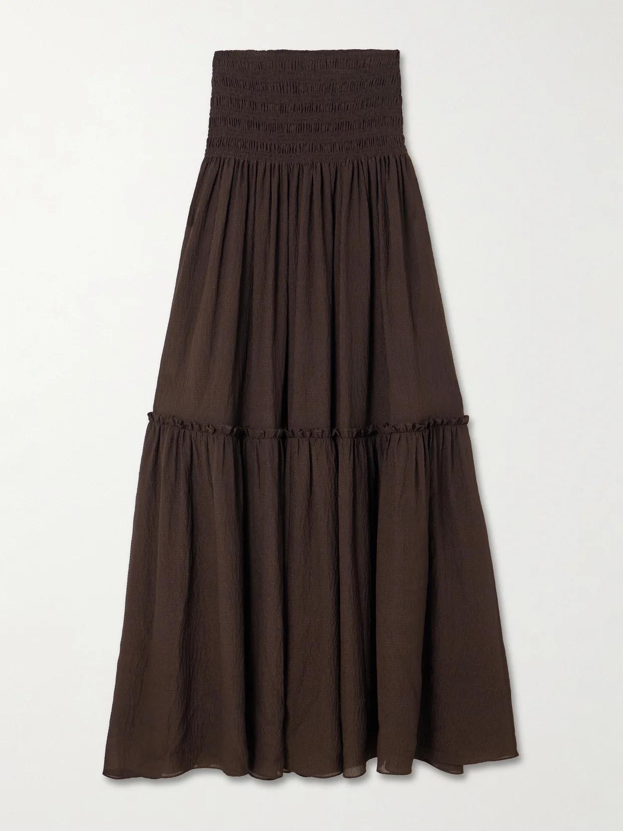 Folia Shirred Tiered Seersucker Maxi Skirt - 1