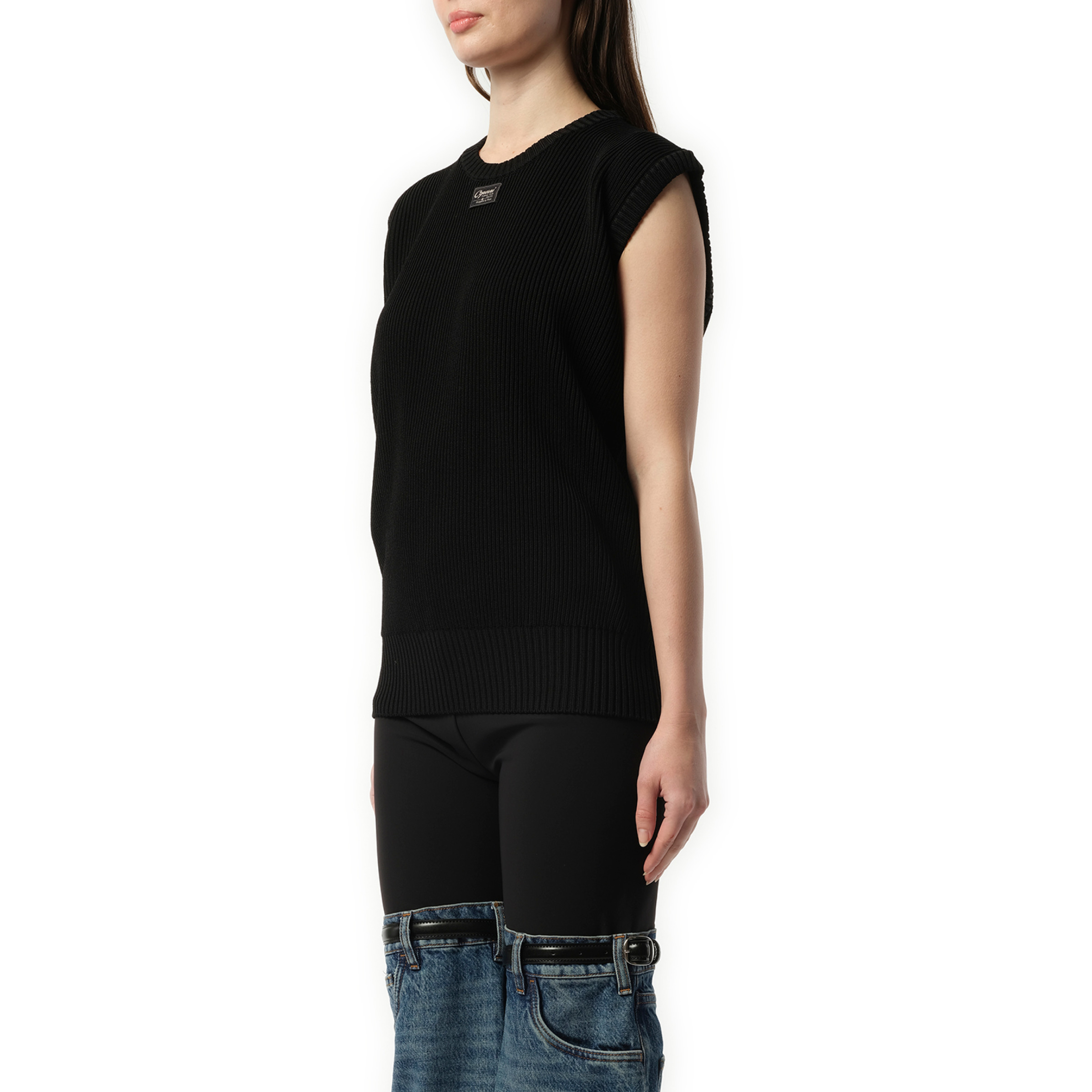 Knitted Sleeveless Top in Black - 5