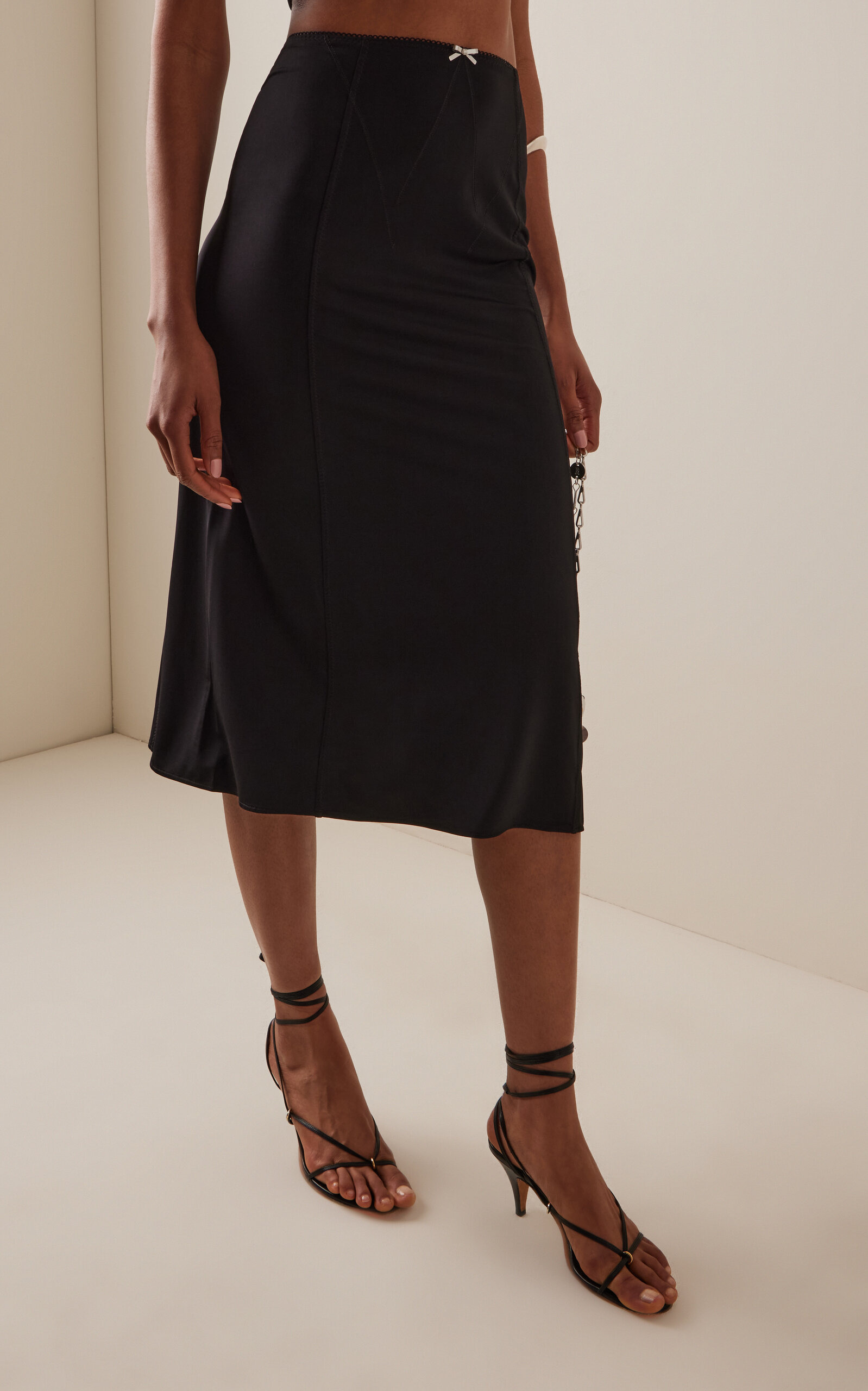 Mid-Rise Midi Skirt black - 3