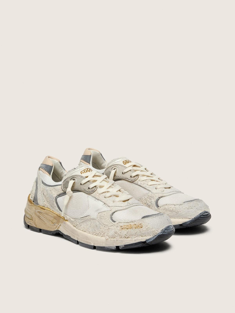 Golden Goose Women's Dad-Star in suede and mesh with white leather star and beige leather heel tab outlook