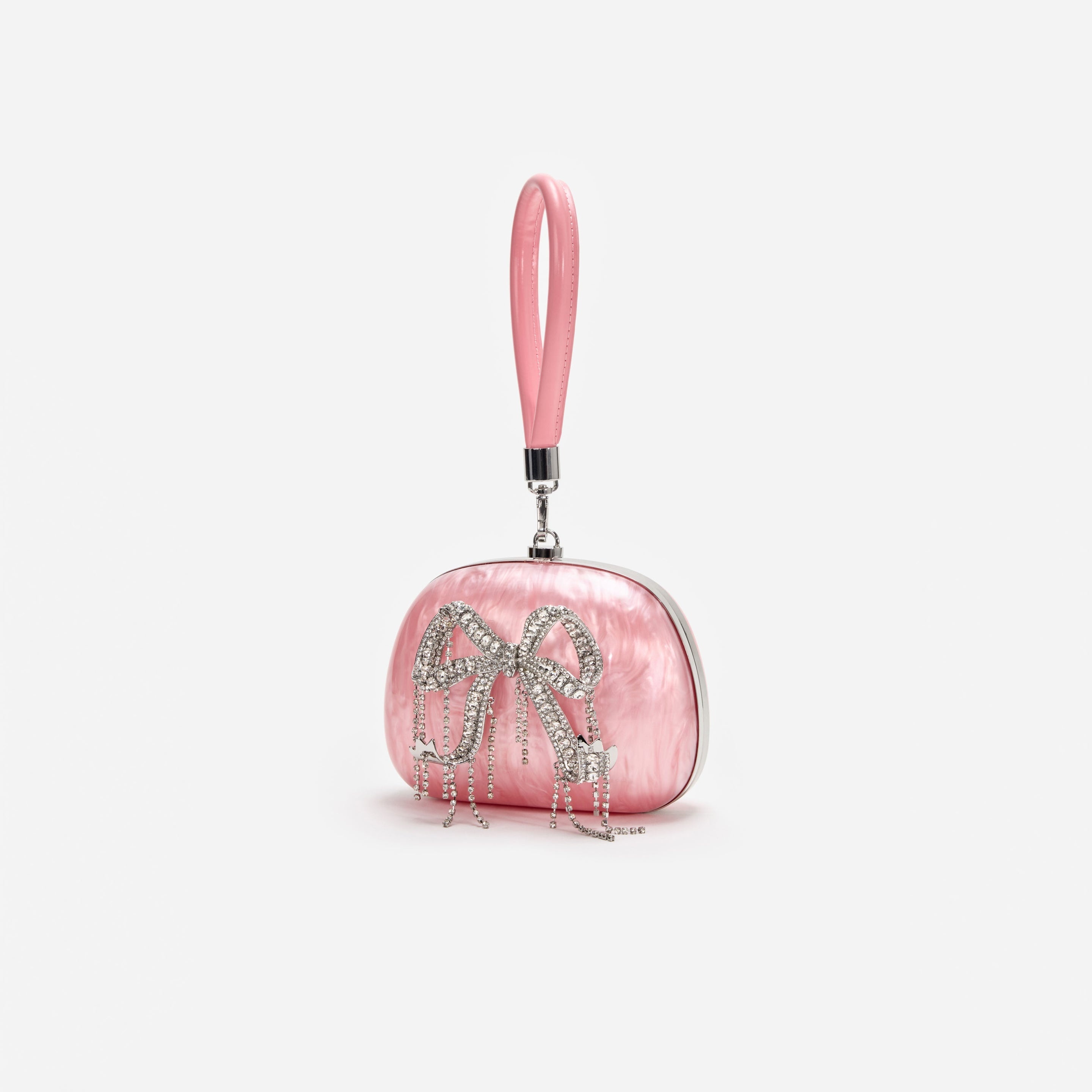 Pink Pearl Top Handle Clutch Bag - 2