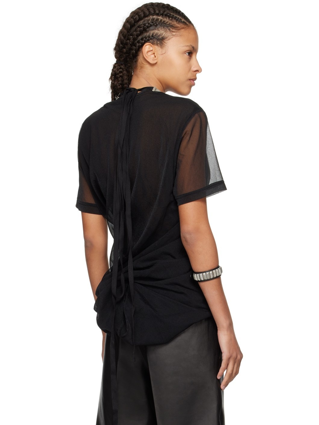 Black Draped T-Shirt - 3