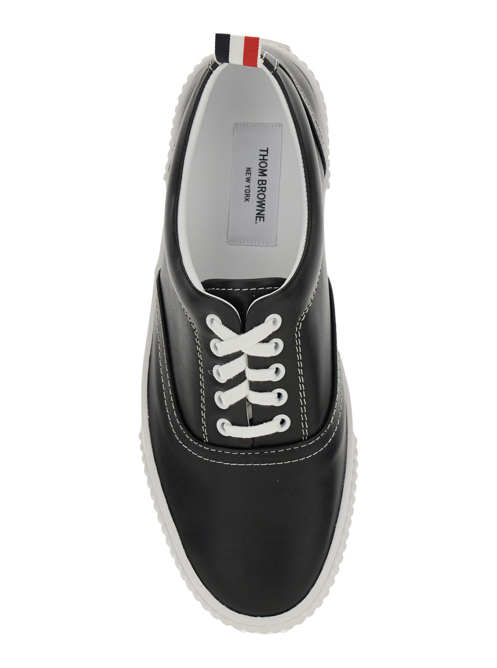 Thom Browne Men 'Heritage' Black Sneakers With Logo Tab On Heel In Leather Man - 4