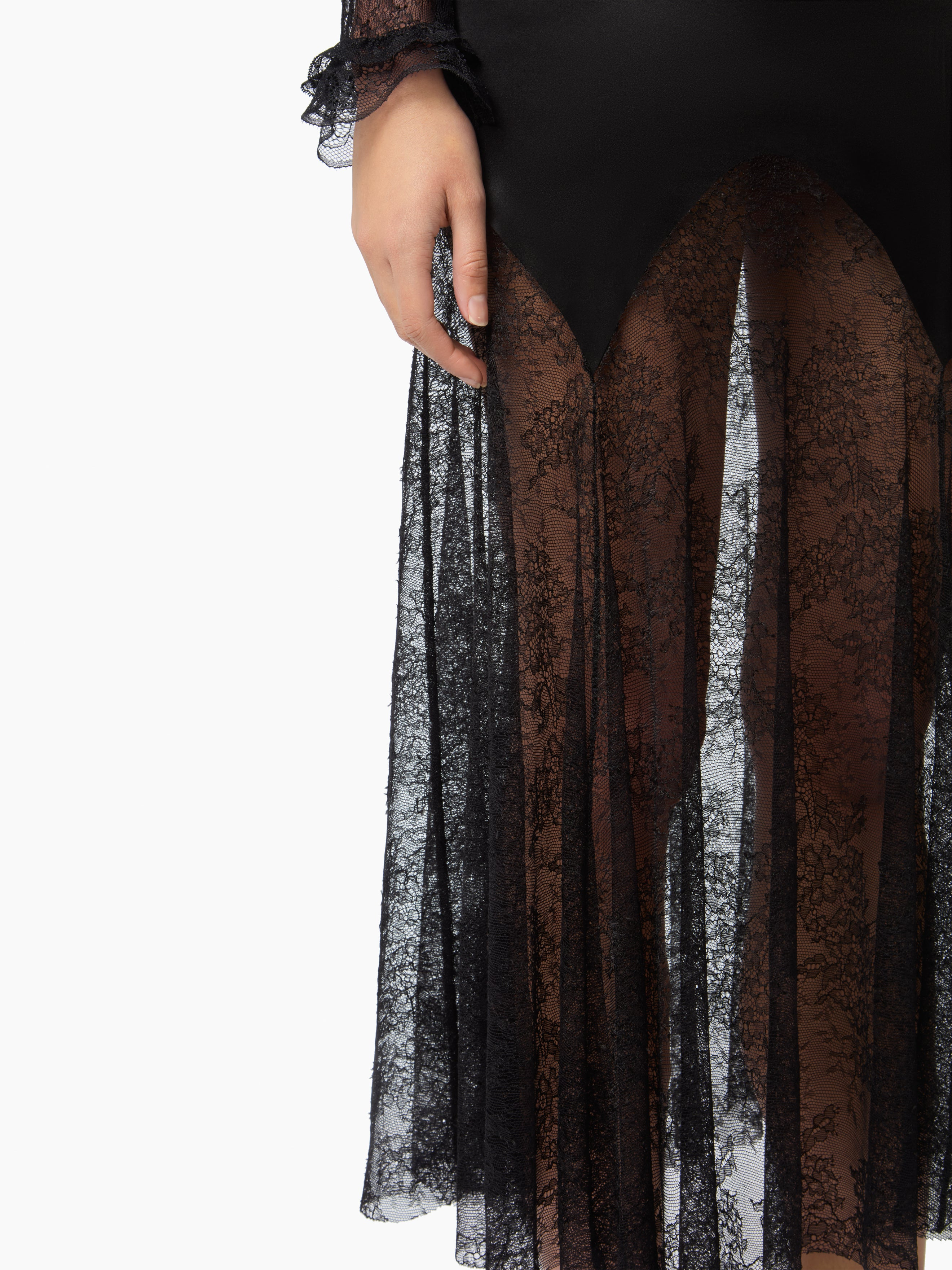 Long Open Neck Lace Dress - 3