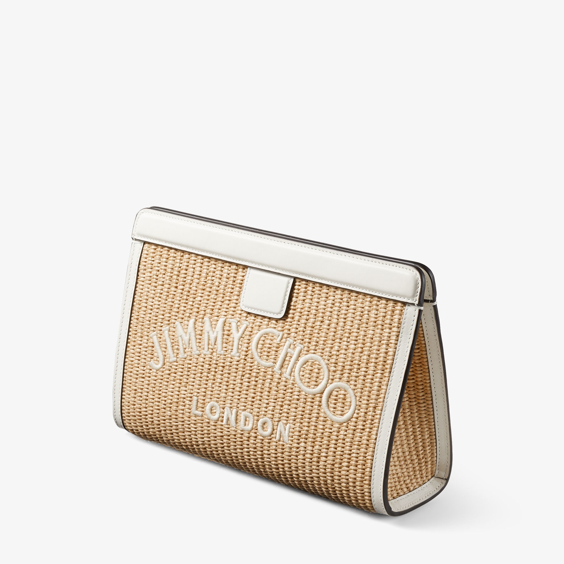 Varenne Pouch
Natural Raffia and Smooth Leather Pouch with Jimmy Choo Embroidery - 3