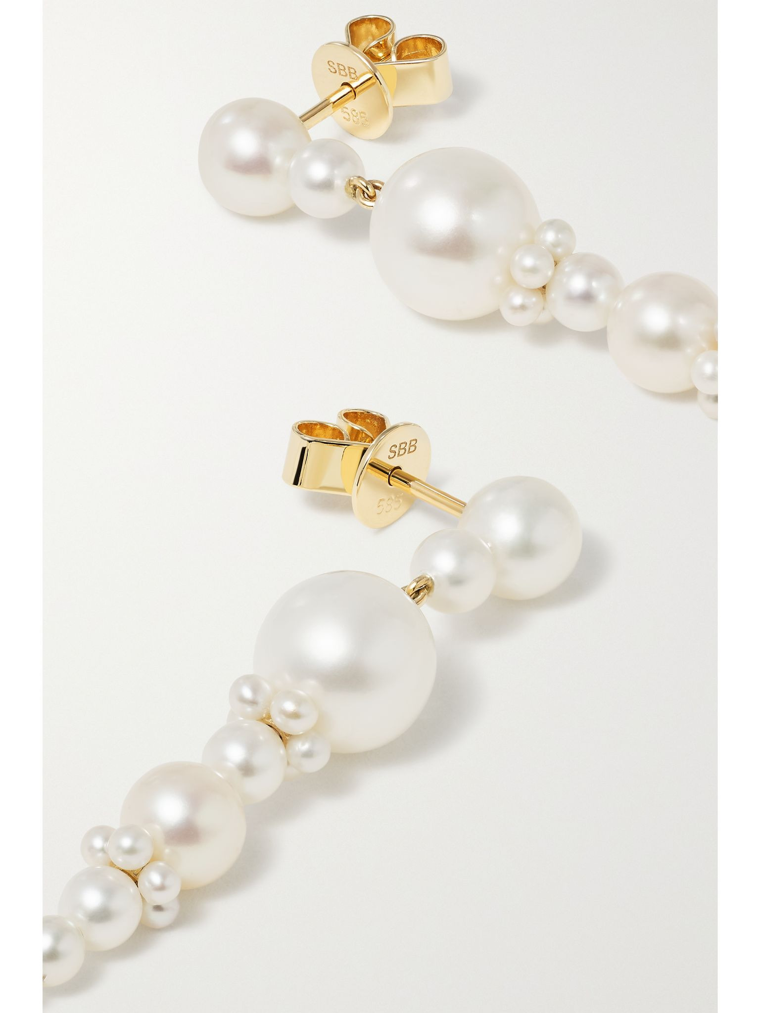 Escalier de Perle 14-karat gold pearl earrings White - 4
