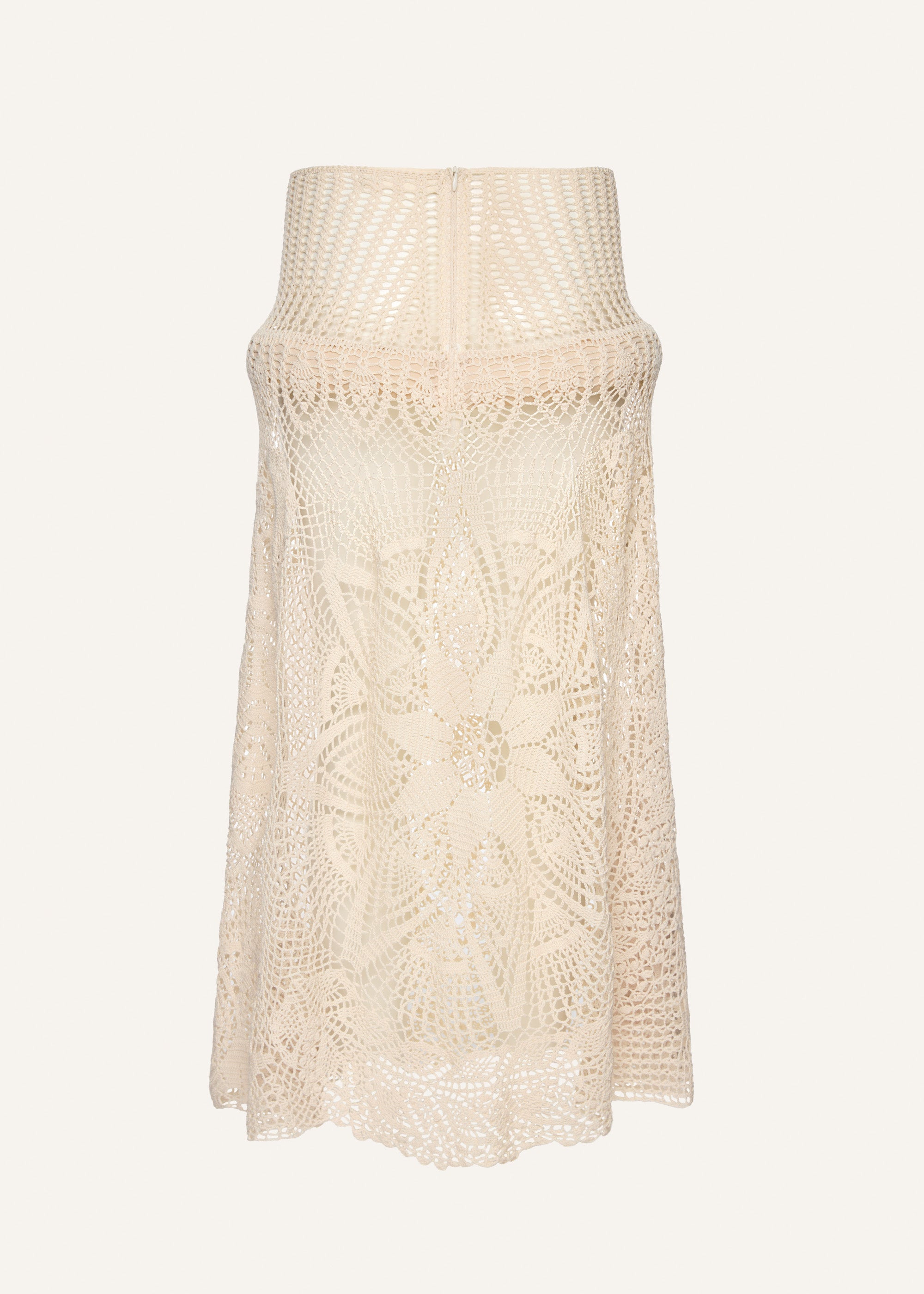 Lace crochet drop-waist skirt in cream - 2