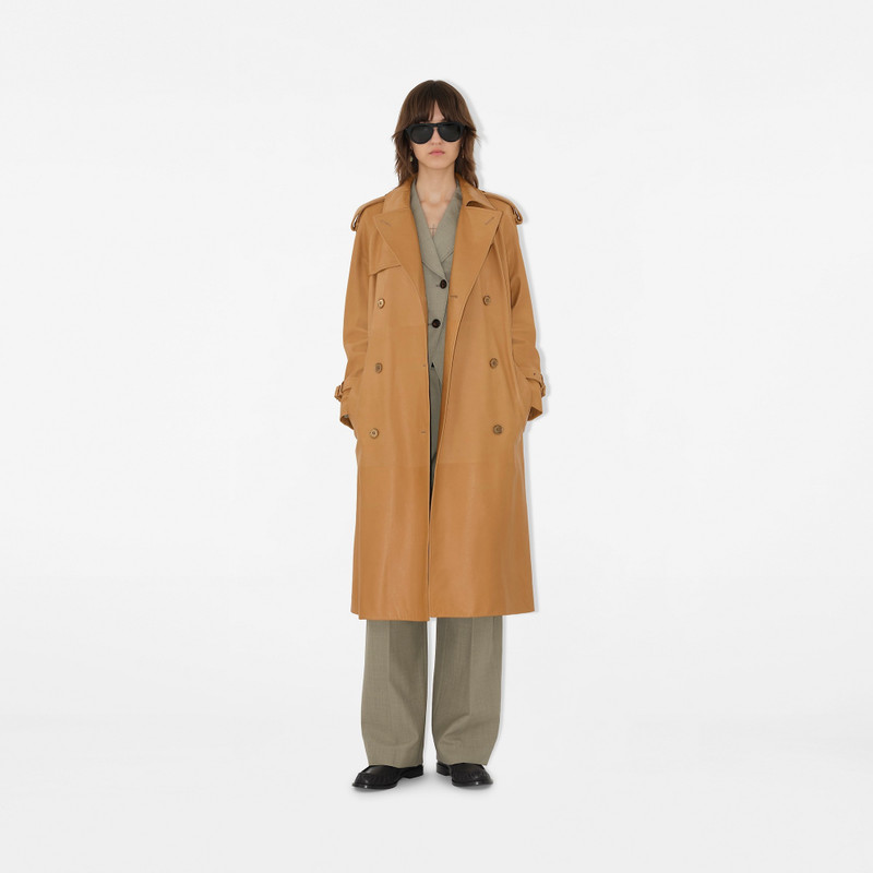 Burberry Long Leather Castleford Trench Coat outlook