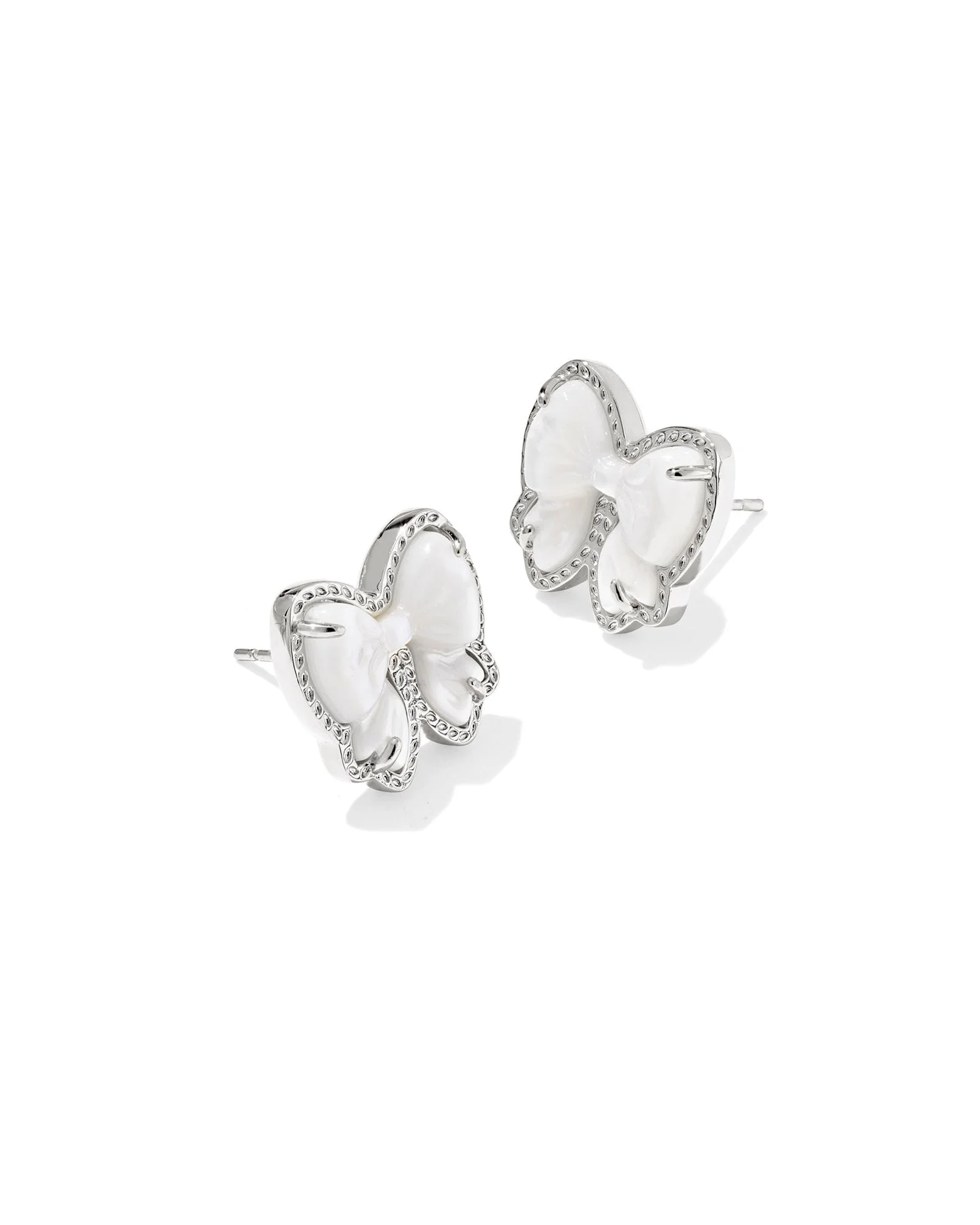 Haley Bow Silver Stud Earrings - 1