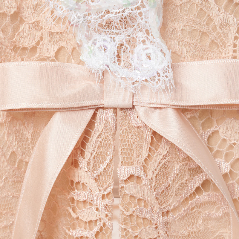 LACE SLIP DRESS WITH SEQUIN-EMBROIDERED RUFFLE 6