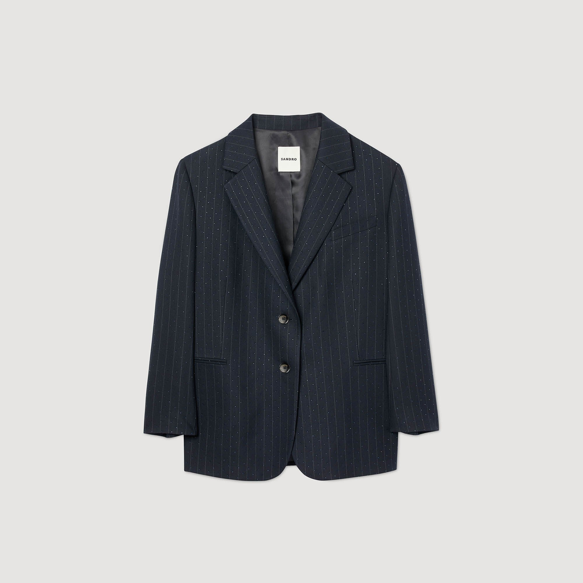 STRIPED RHINESTONE SUIT JACKET - 6