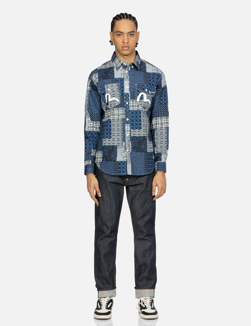 ALLOVER DERMATOGLYPHIC BLOCK AND SEAGULL PRINT RELAX FIT SHIRT 5