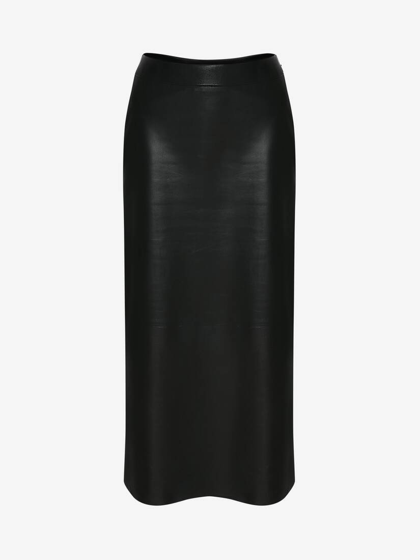 Leather Kickback Pencil Skirt in Black - 1