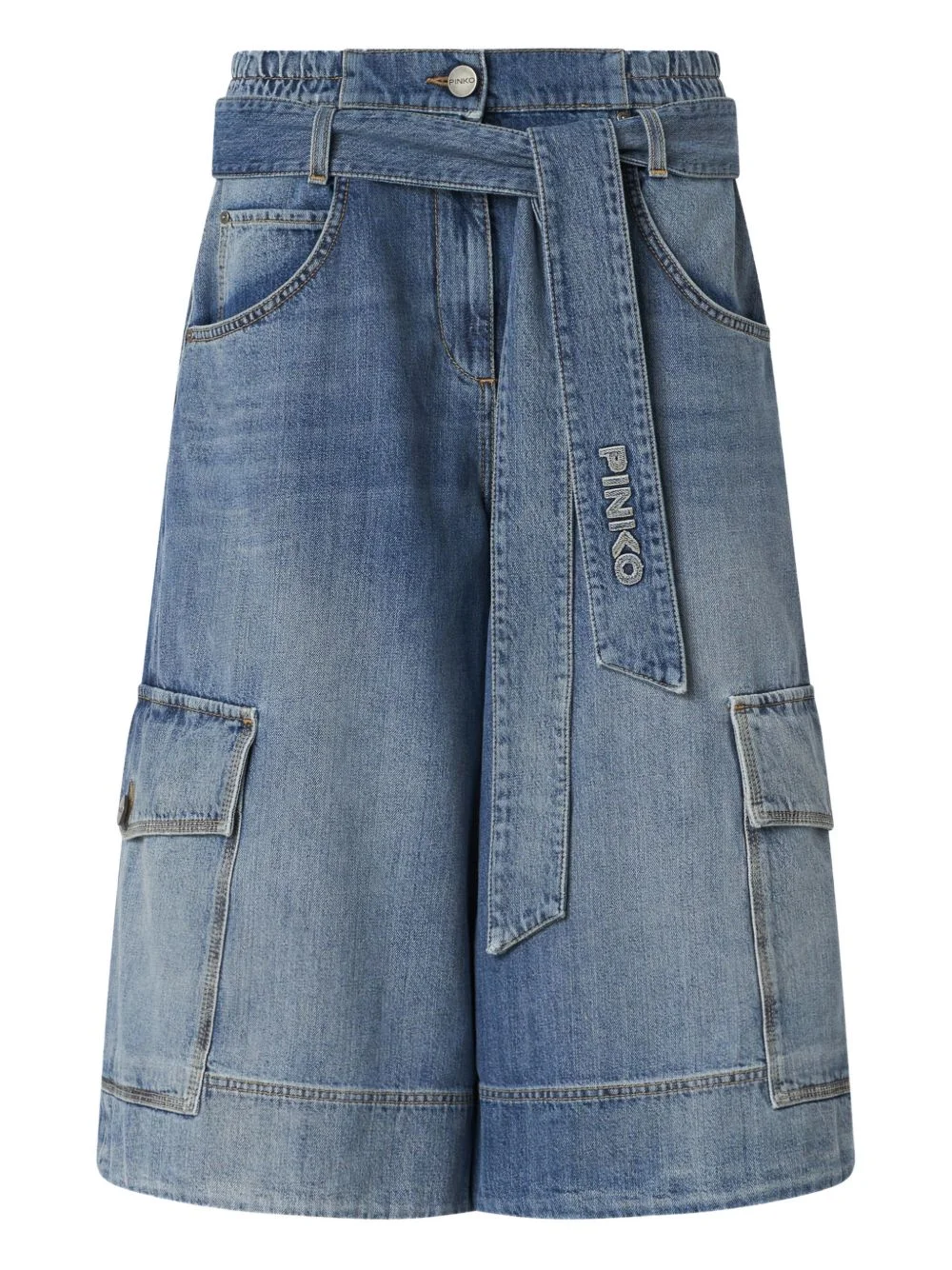 tie-waist cargo cropped jeans - 1