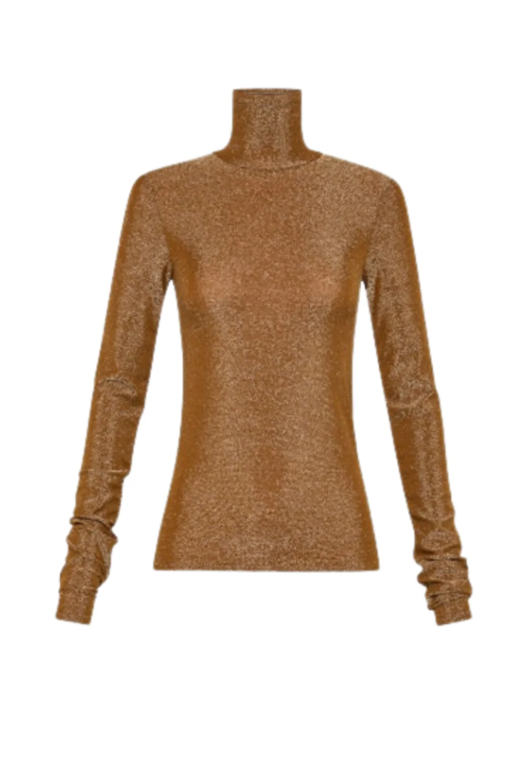 Lurex Jersey Turtleneck T-Shirt Bronze - 1