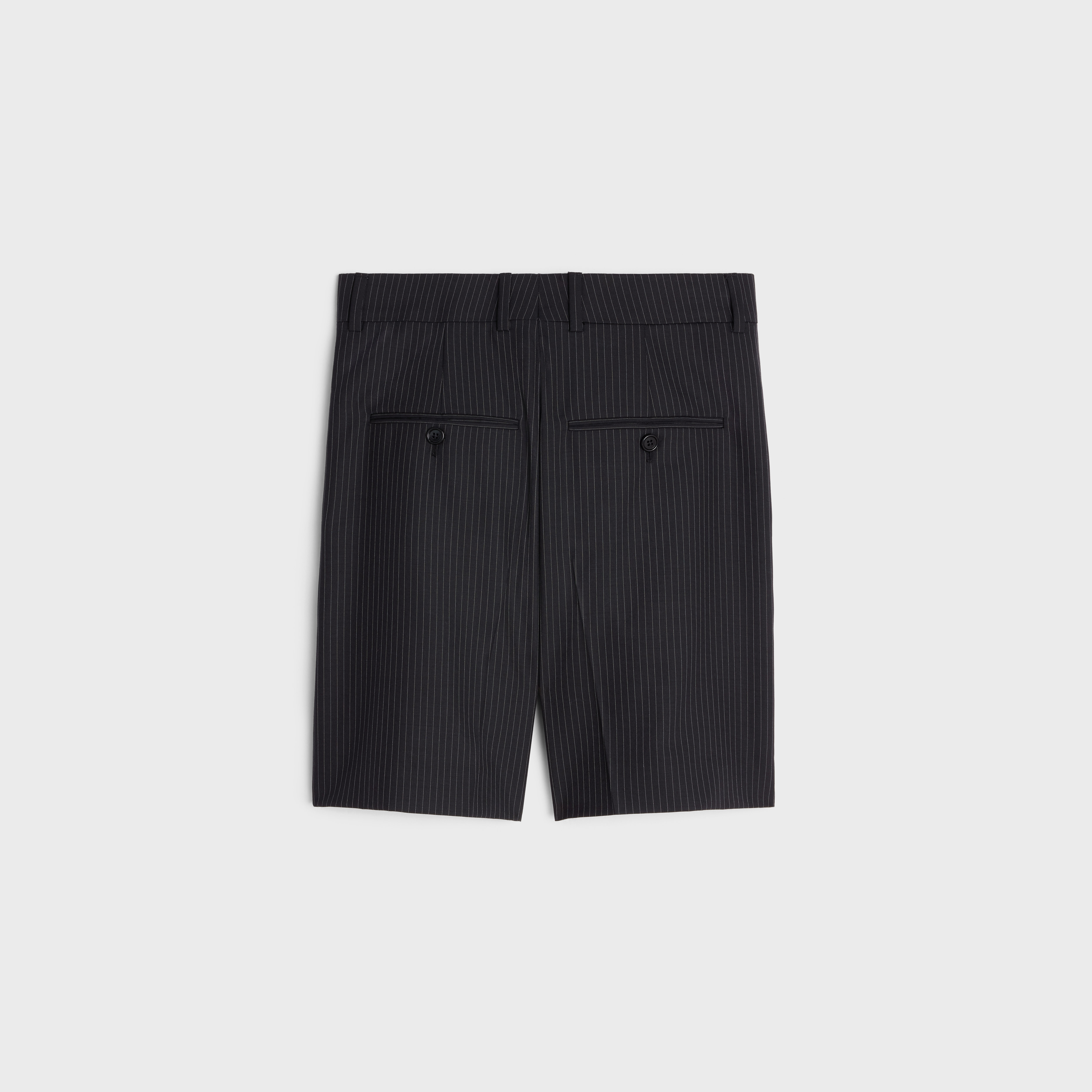 Triple-pleated men’s shorts in striped wool - 2