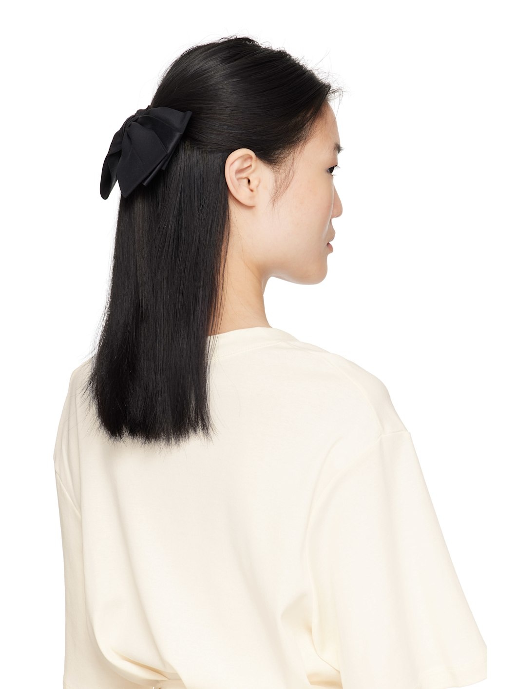 Black Classic Silk Bow Barrette - 3