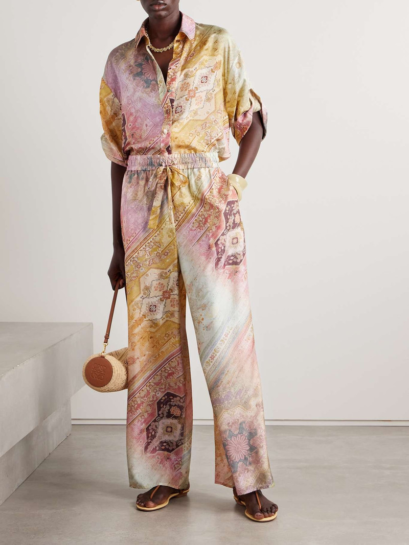 Zimmermann Tallow printed silk wide-leg pants Pink outlook