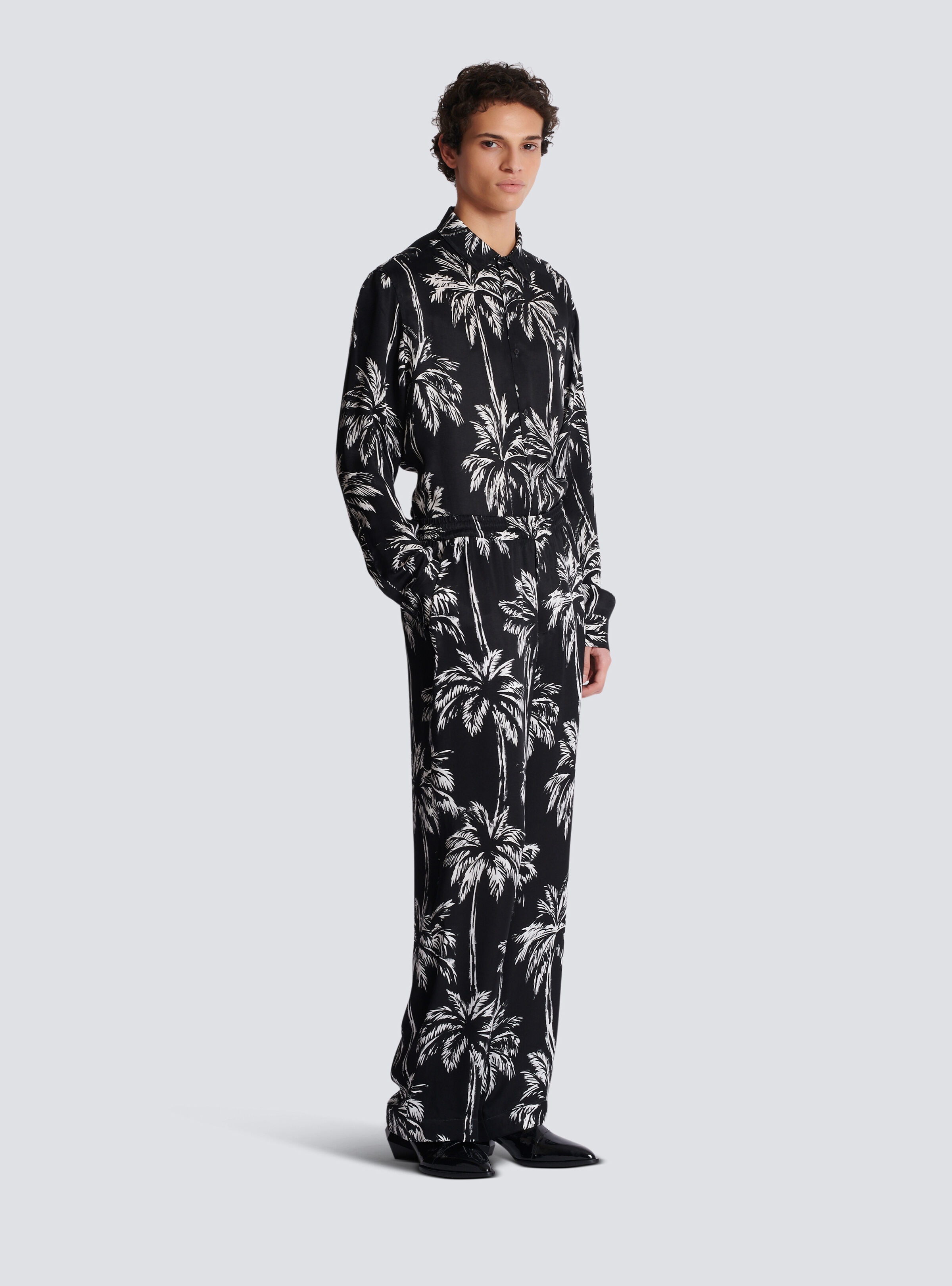 Palm print satin pyjama trousers - 3