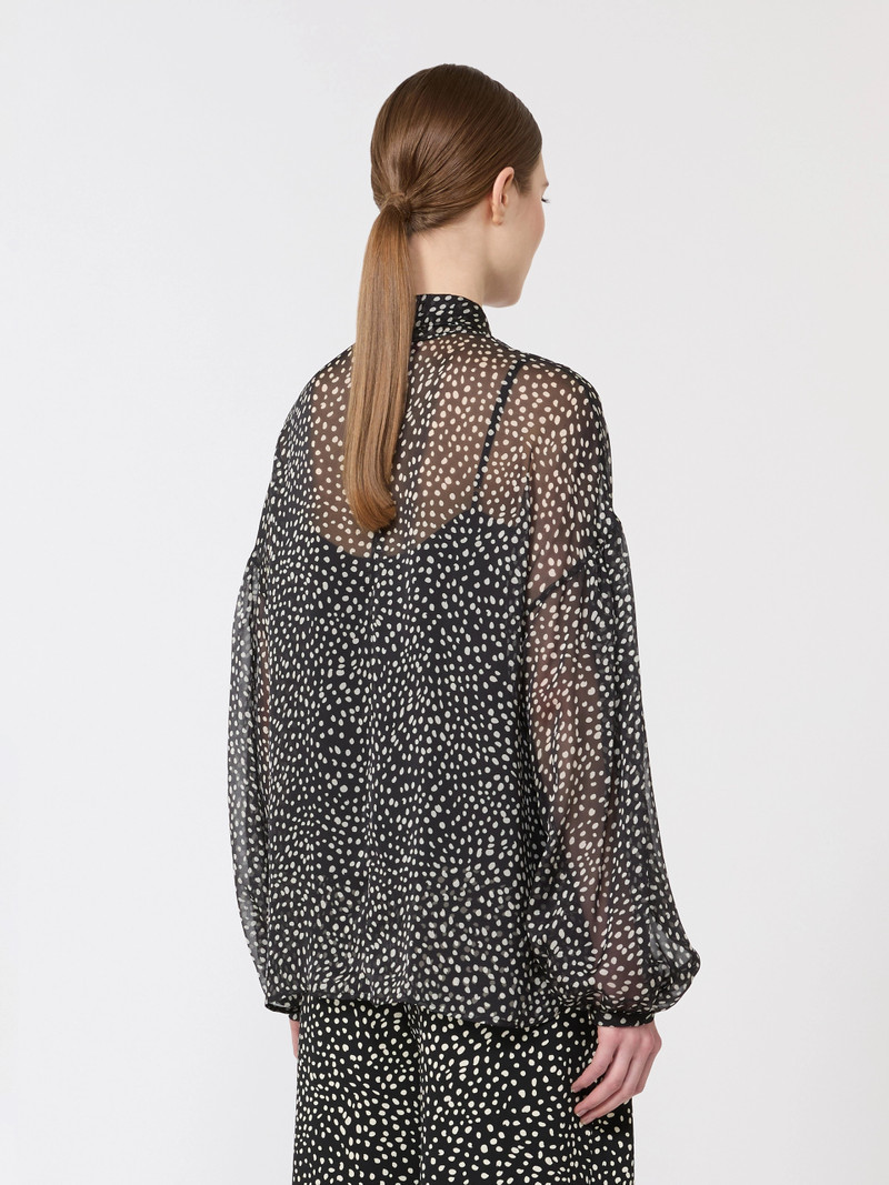 ETERE Blouse in printed chiffon - BLACK 4