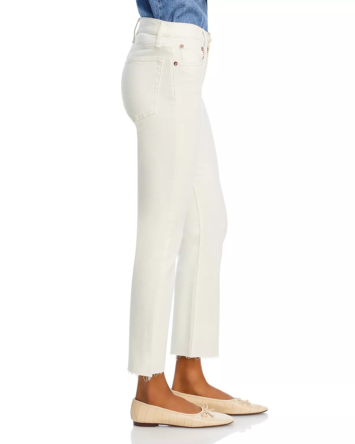 Peyton High Rise Ankle Bootcut Jeans in Ecru - 5