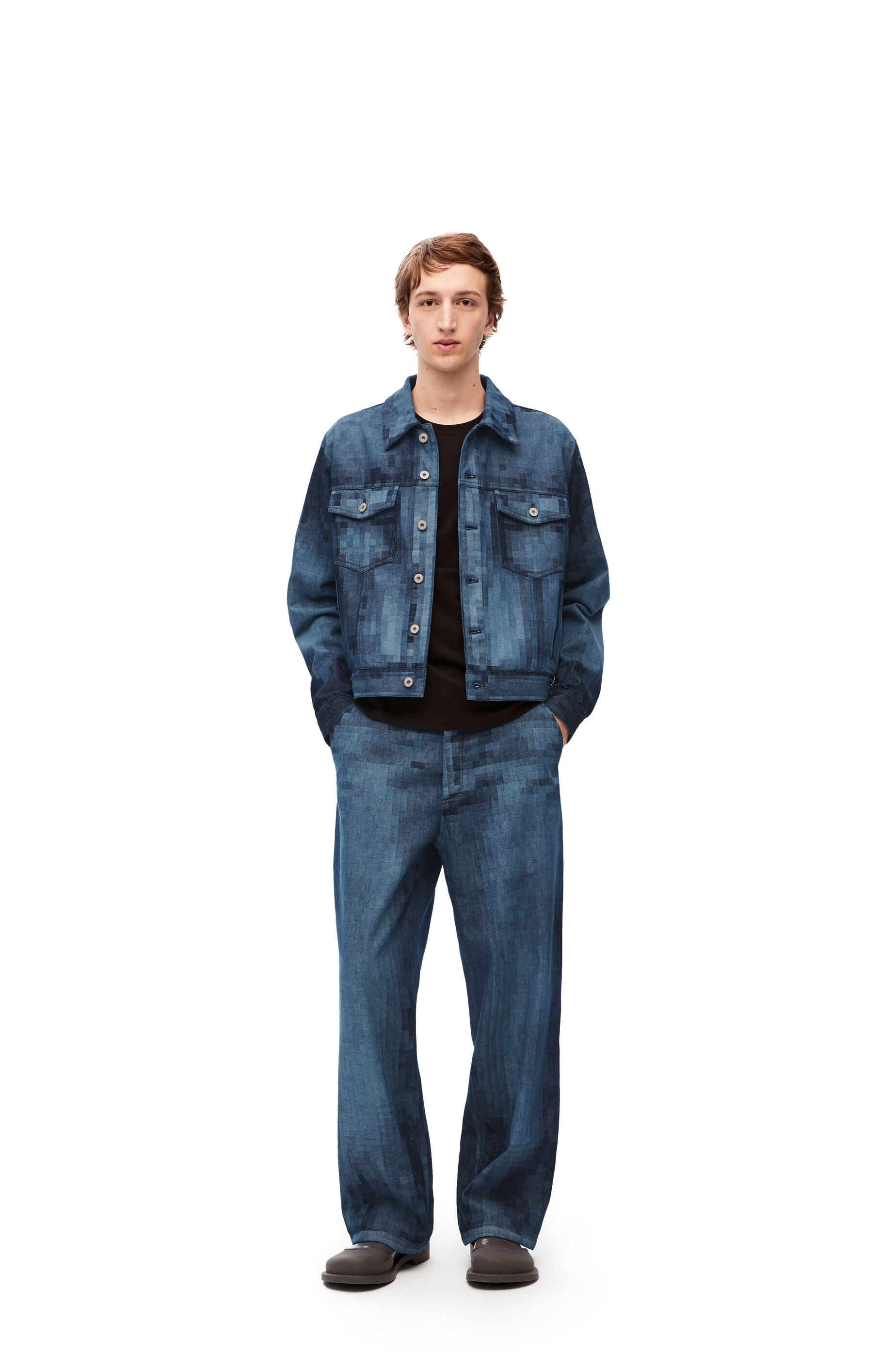 Pixelated baggy jeans in denim - 2