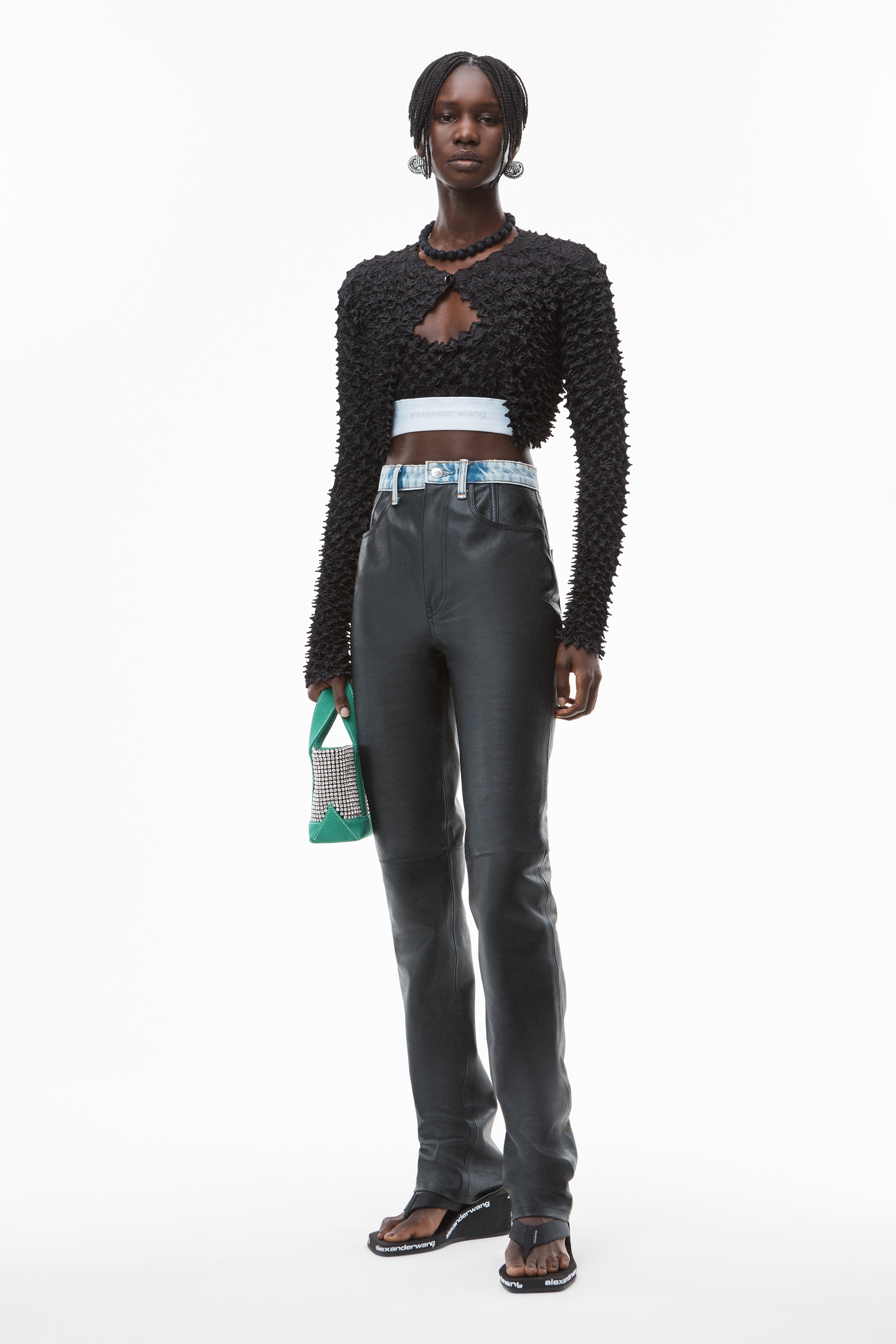 SLIM CONTRAST JEANS IN MOTO LEATHER - 6