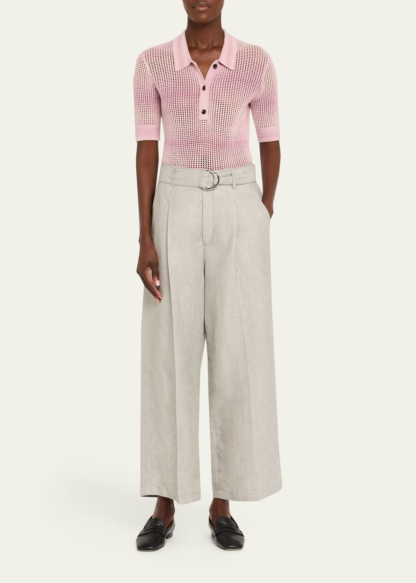Cashmere Mesh Shrunken Polo Shirt - 2