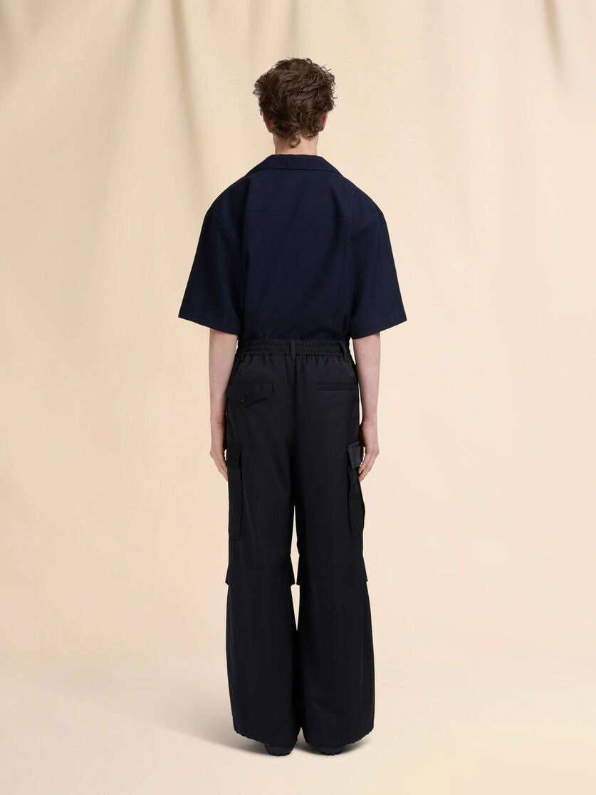 BLACK WATER-REPELLENT TAFFETA CARGO PANTS - 3
