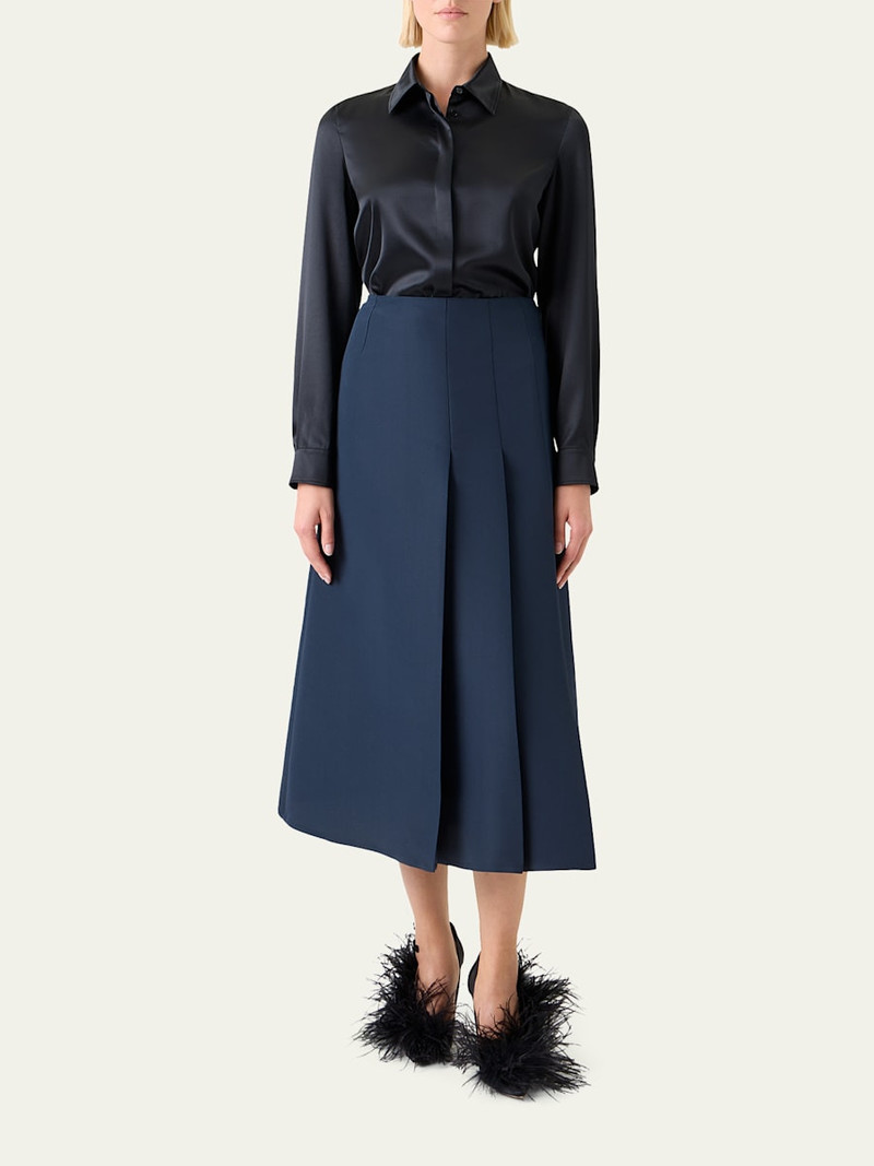 AKRIS Stretch Silk Satin Button-Down Blouse outlook