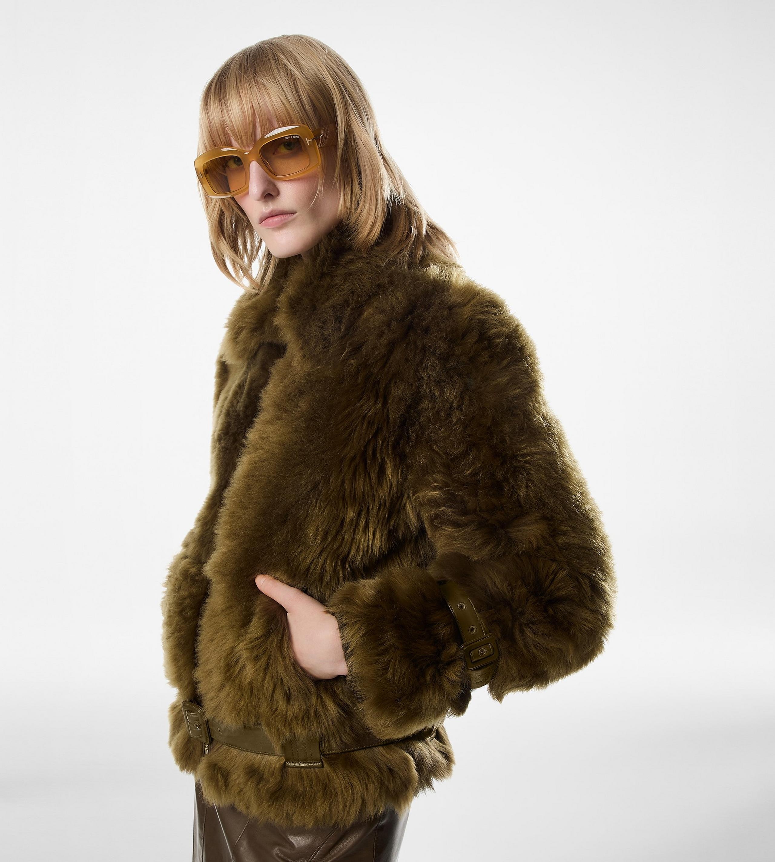 SHEARLING BLOUSON WITH LEATHER DETAILS - 2
