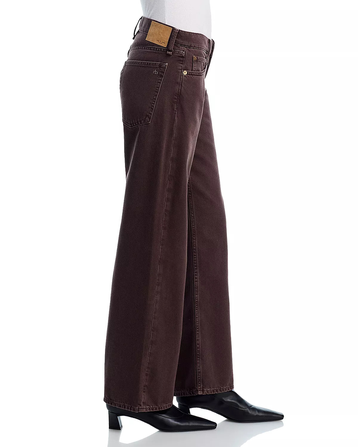 Saige High Rise Relaxed Straight Jeans in Dark Brown - 4