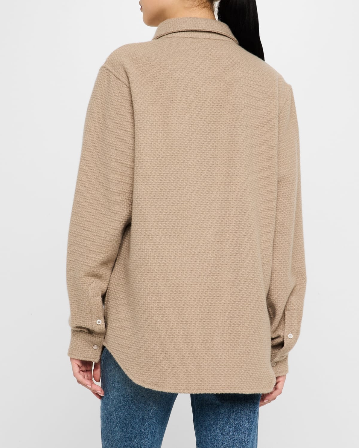 Smoke Waffle Cashmere Shirt Jacket - 3
