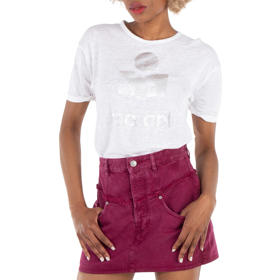 Isabel Marant Etoile Koldi Linen Logo T-Shirt - 1