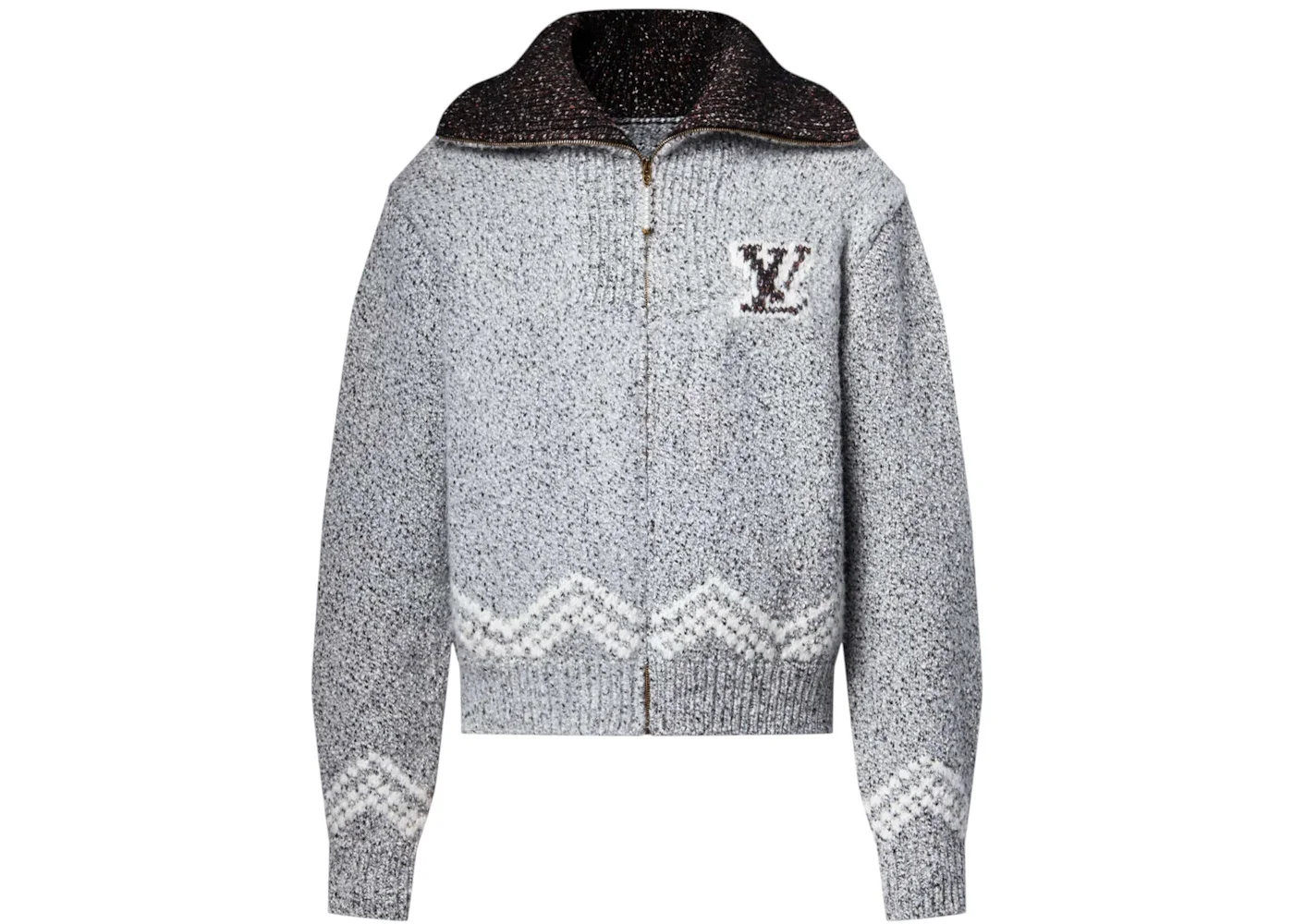 Louis Vuitton x Nigo Zippered Knitted Jacket Light Gray - 1