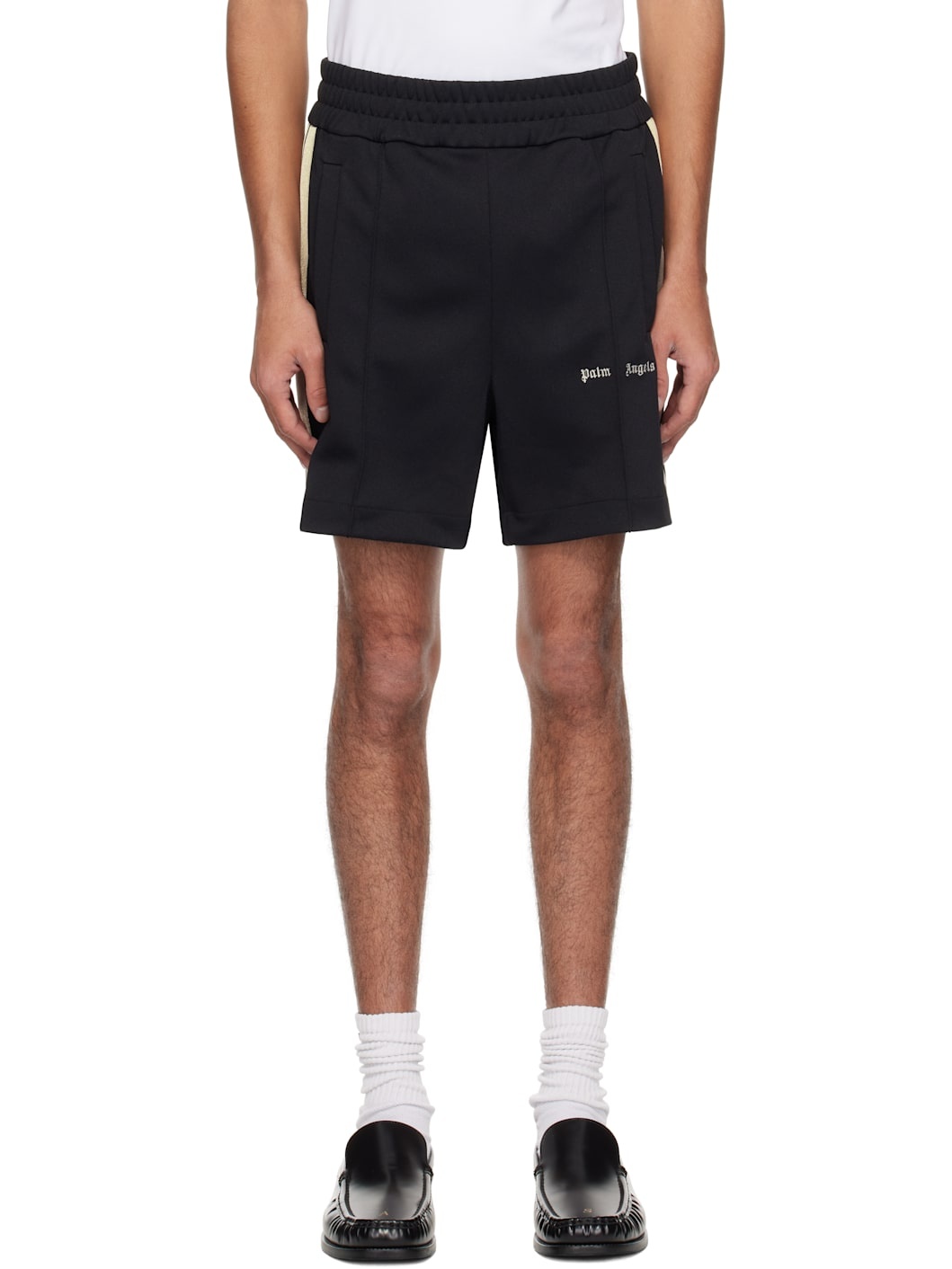 Black Embroidered Logo Track Shorts - 1