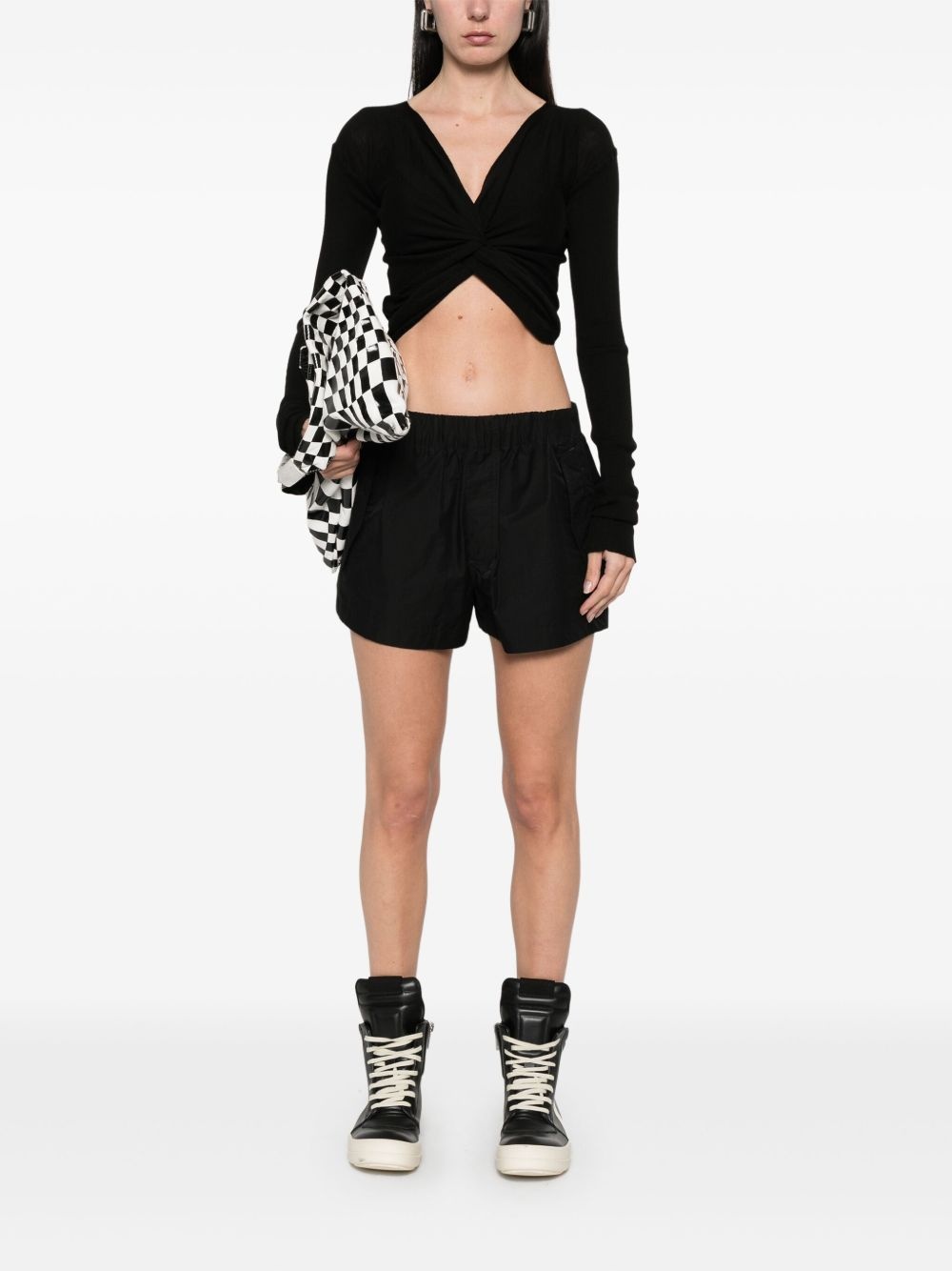 cropped wrap-design cardigan - 2
