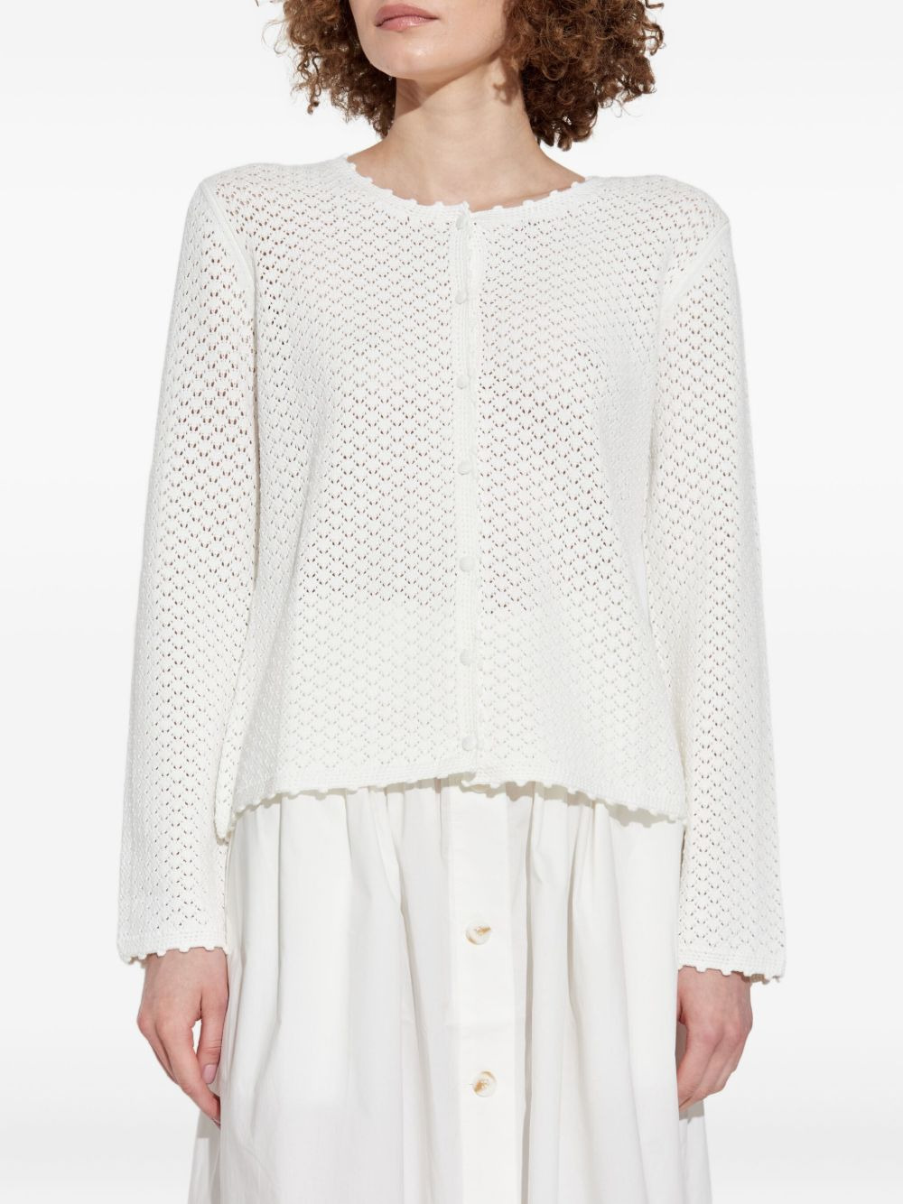 crochet-detail buttoned cardigan - 3