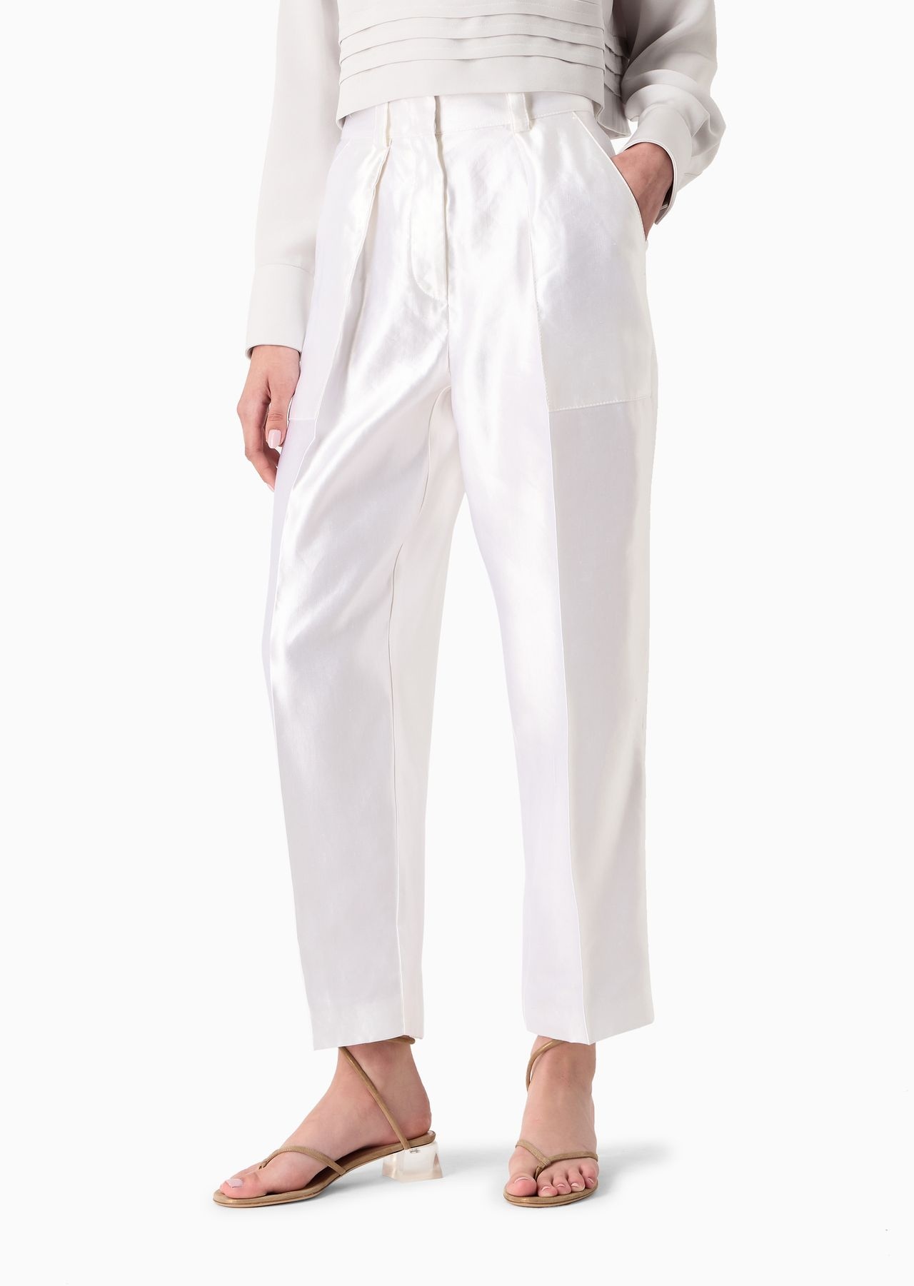 Silk and linen straight trousers - 2